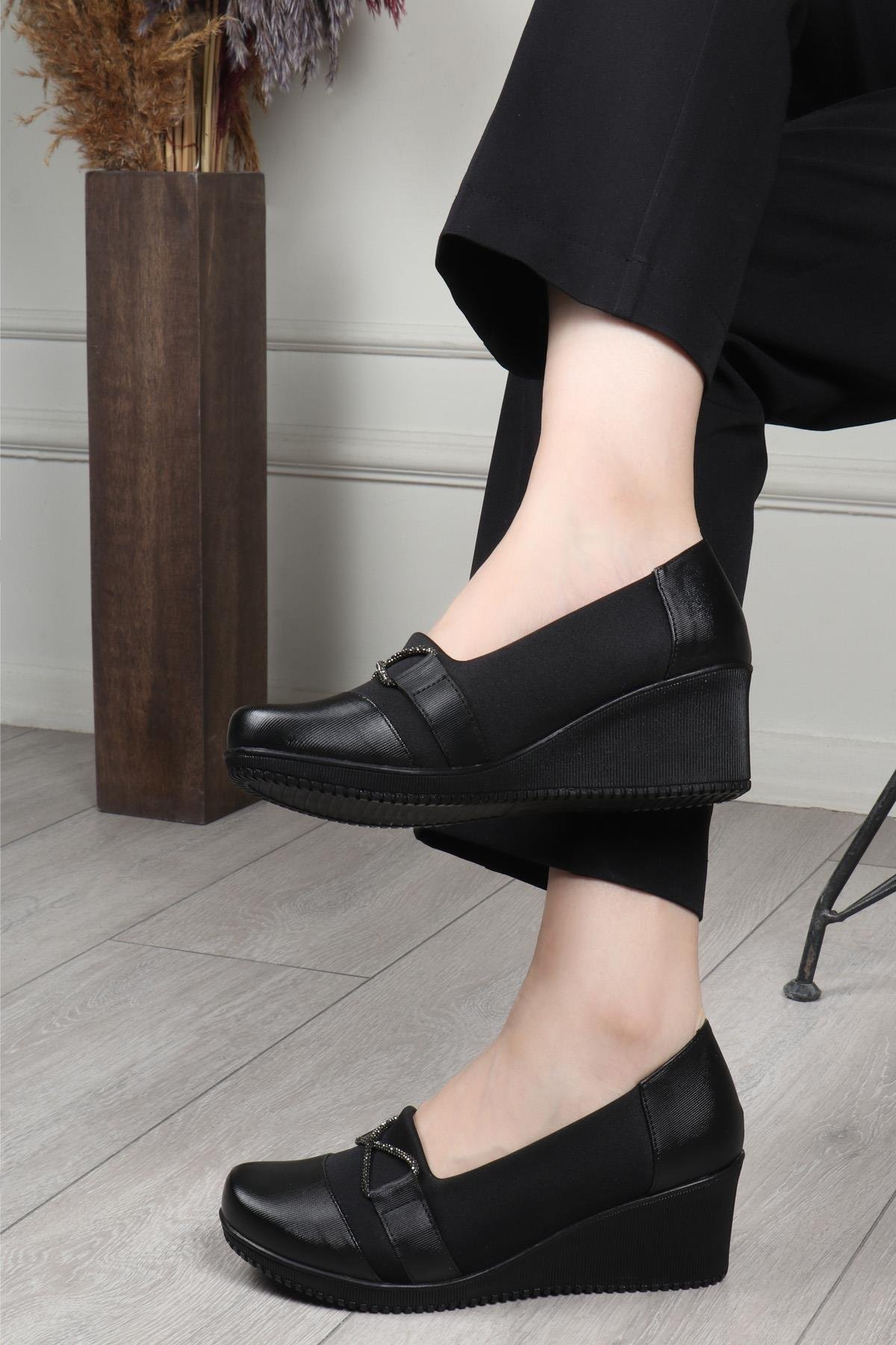 My Bella OT-XV150 Taşlı Kadın Ayakkabı Siyah