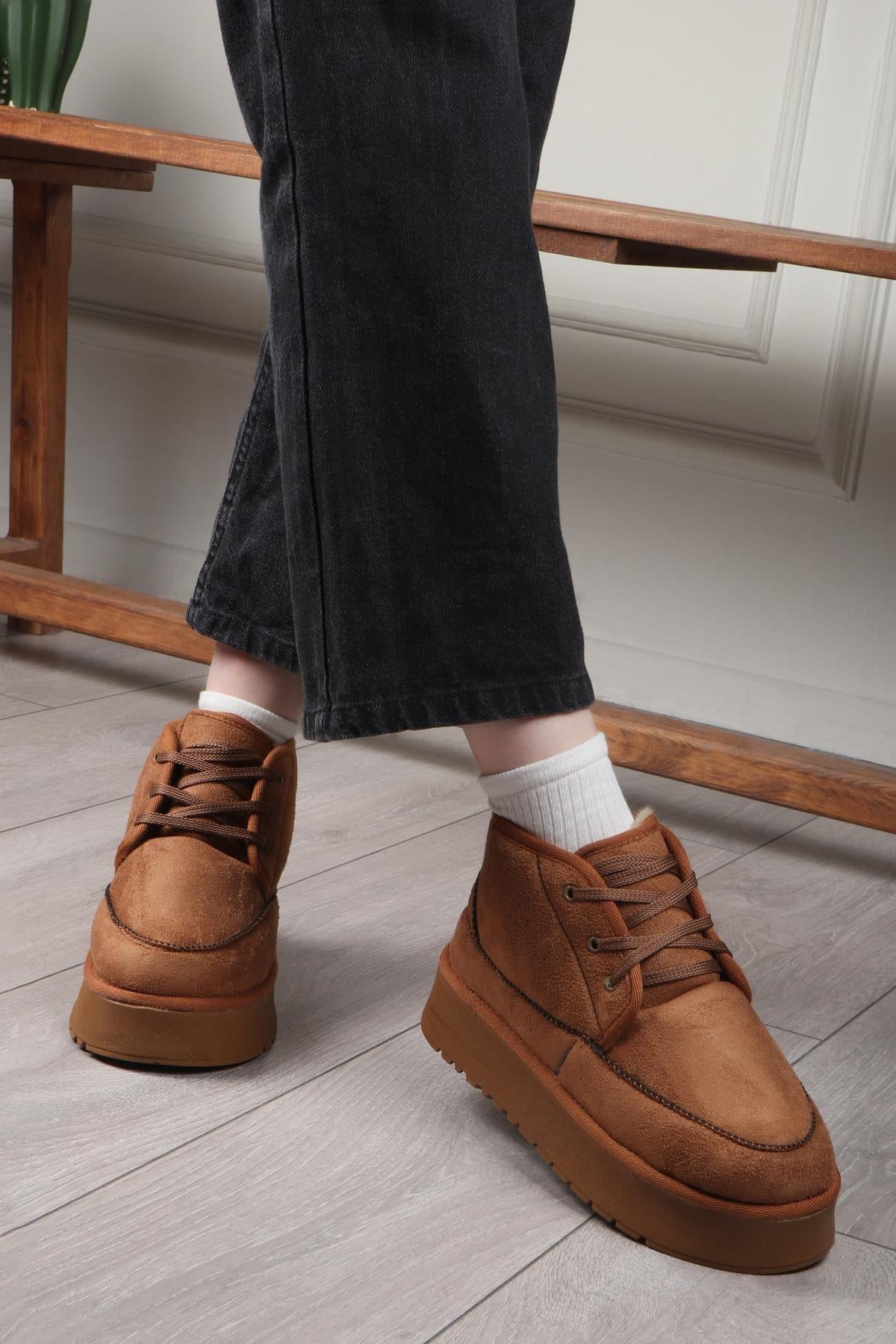 My Bella SDY-15 25K Bağlı UGG Kadın Bot Taba