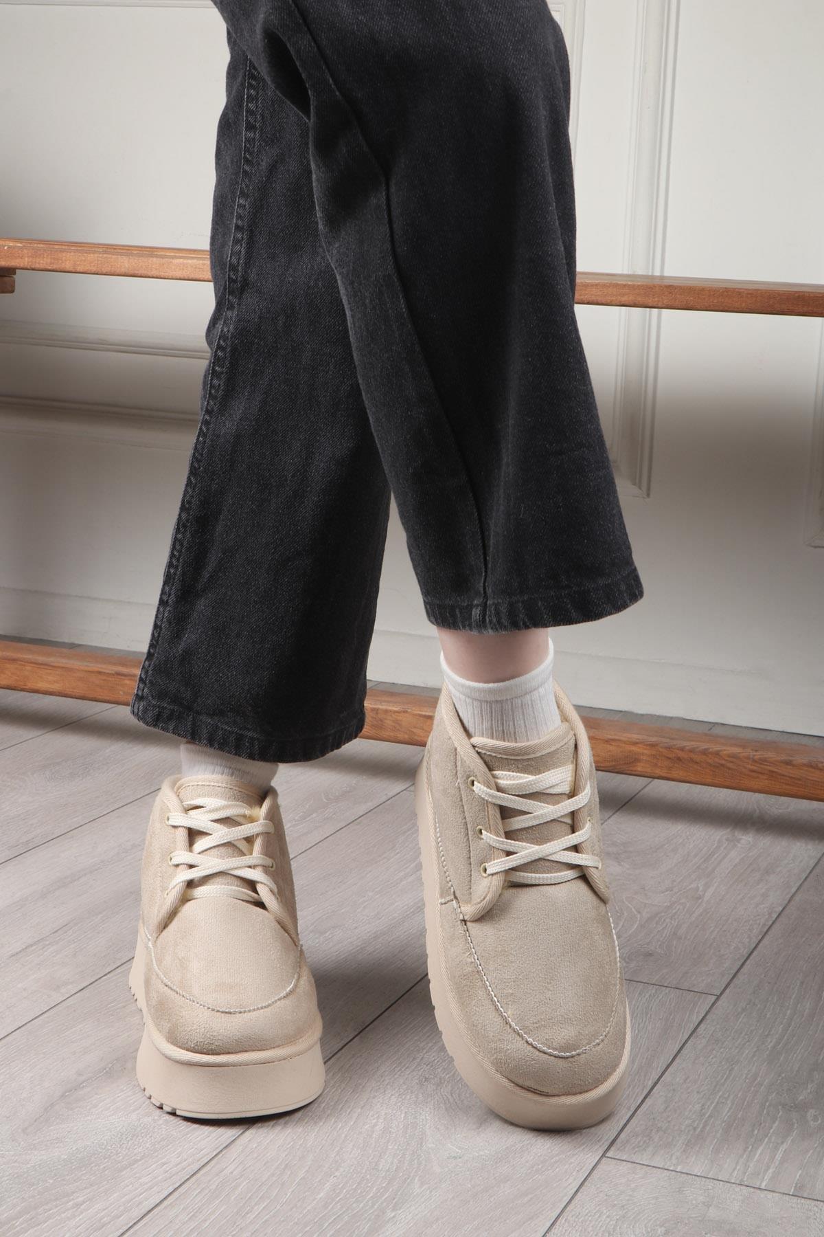 My Bella SDY-15 25K Bağlı UGG Kadın Bot Bej