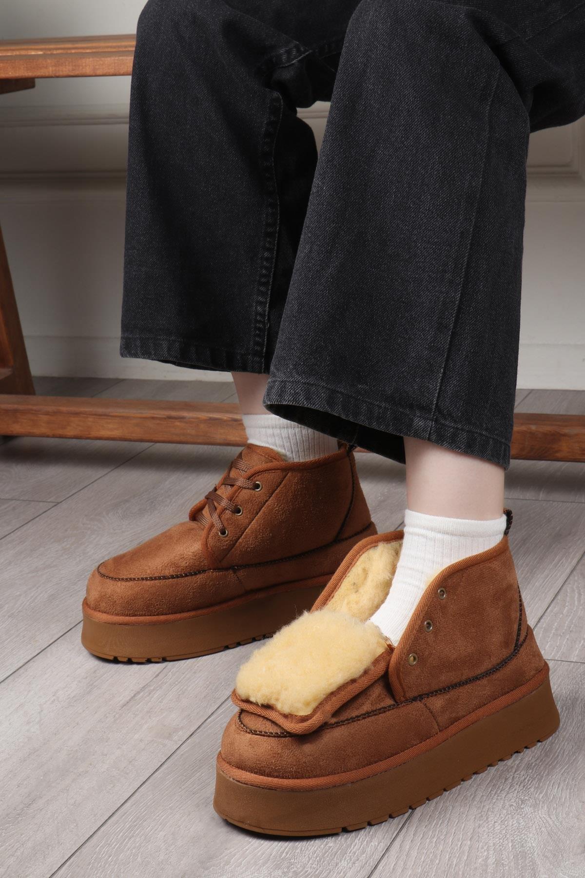 My Bella SDY-15 25K Bağlı UGG Kadın Bot Taba