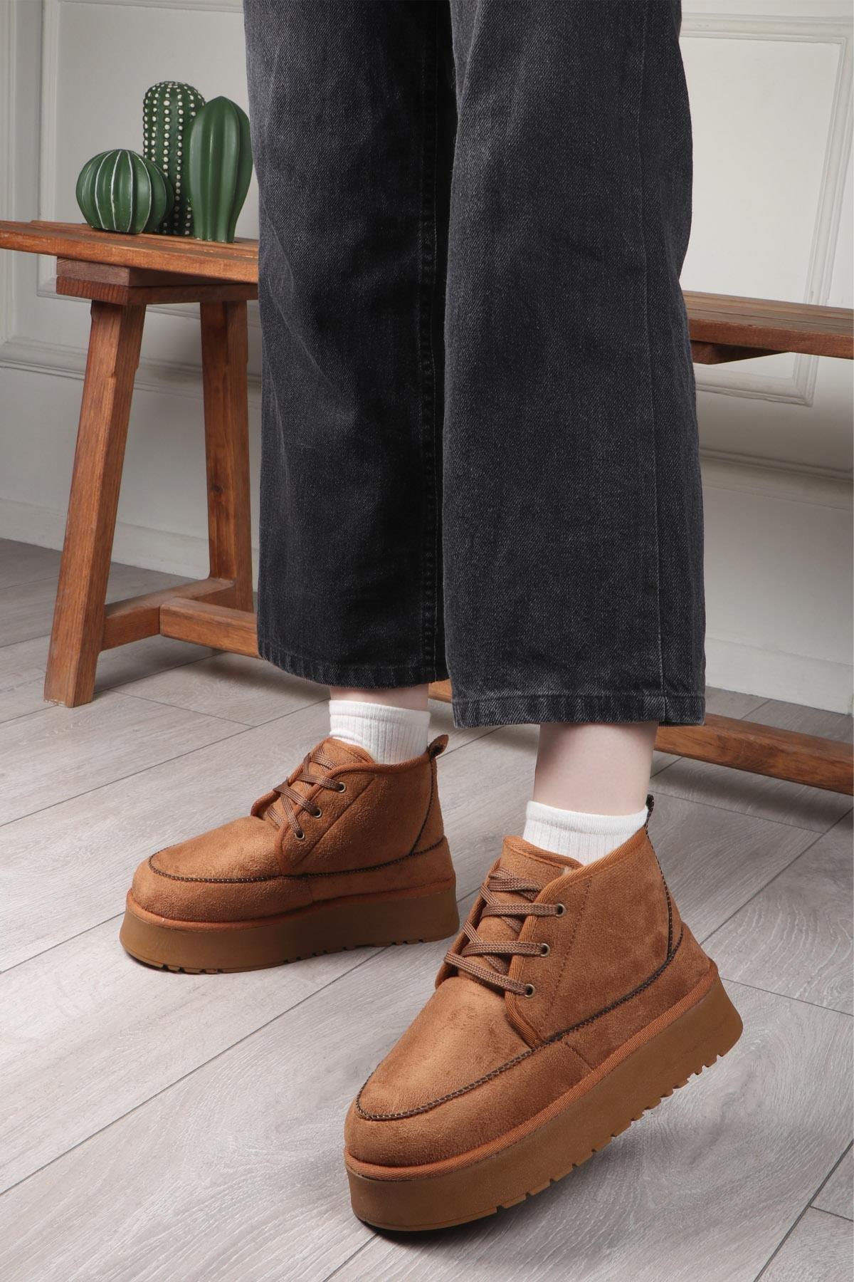 My Bella SDY-15 25K Bağlı UGG Kadın Bot Taba
