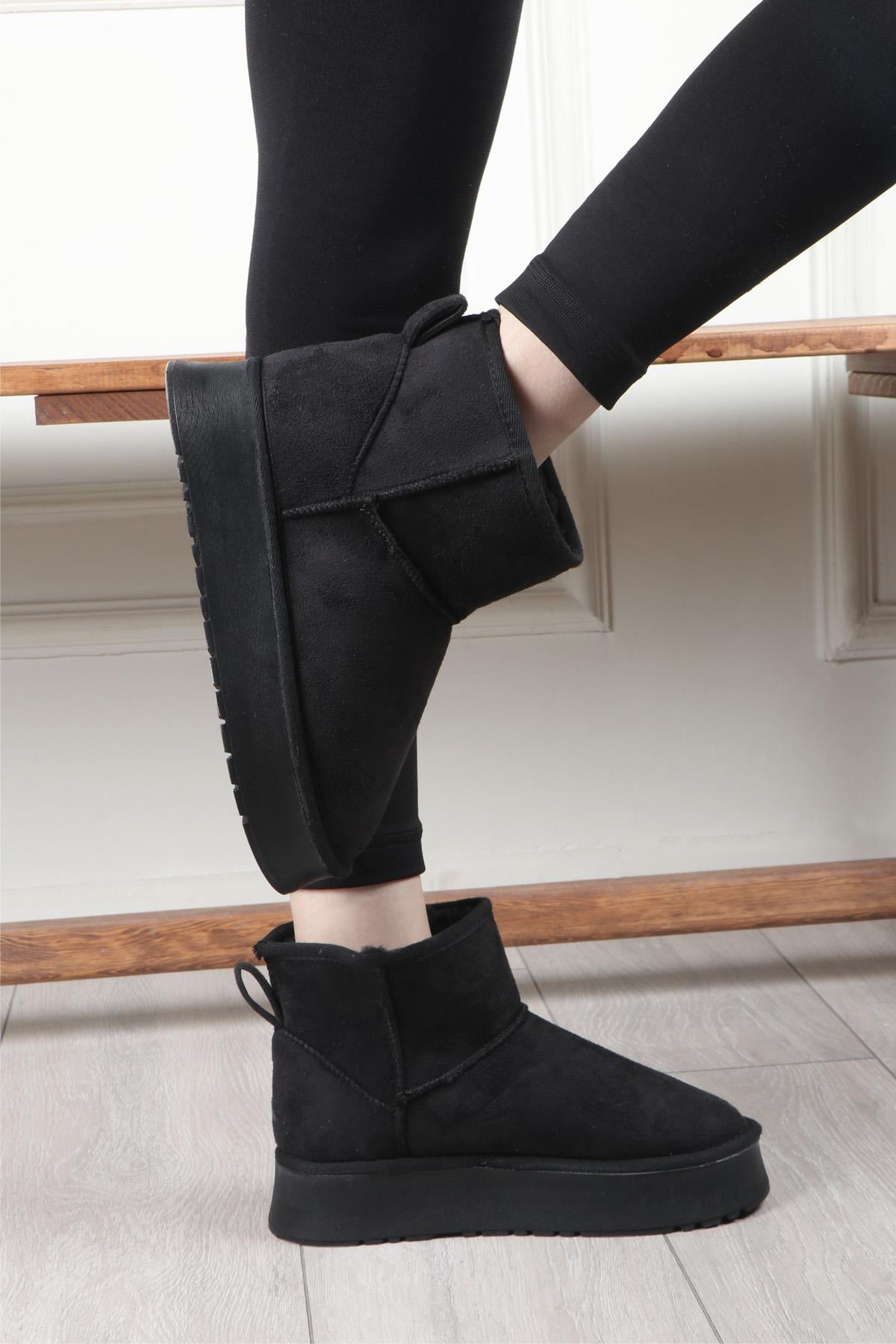 My Bella SDY-400 Kalın Taban UGG Kadın Bot Siyah