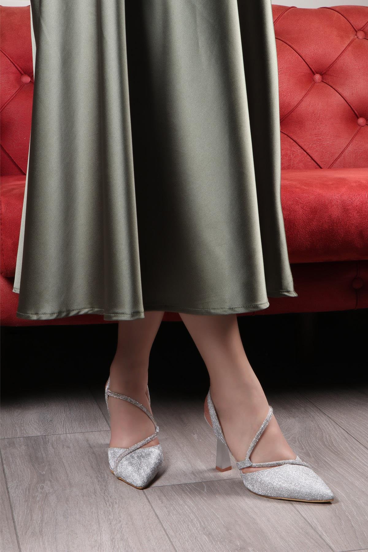 My Bella SP-826 Kadeh Topuk Kadın Ayakkakbı Gümüş