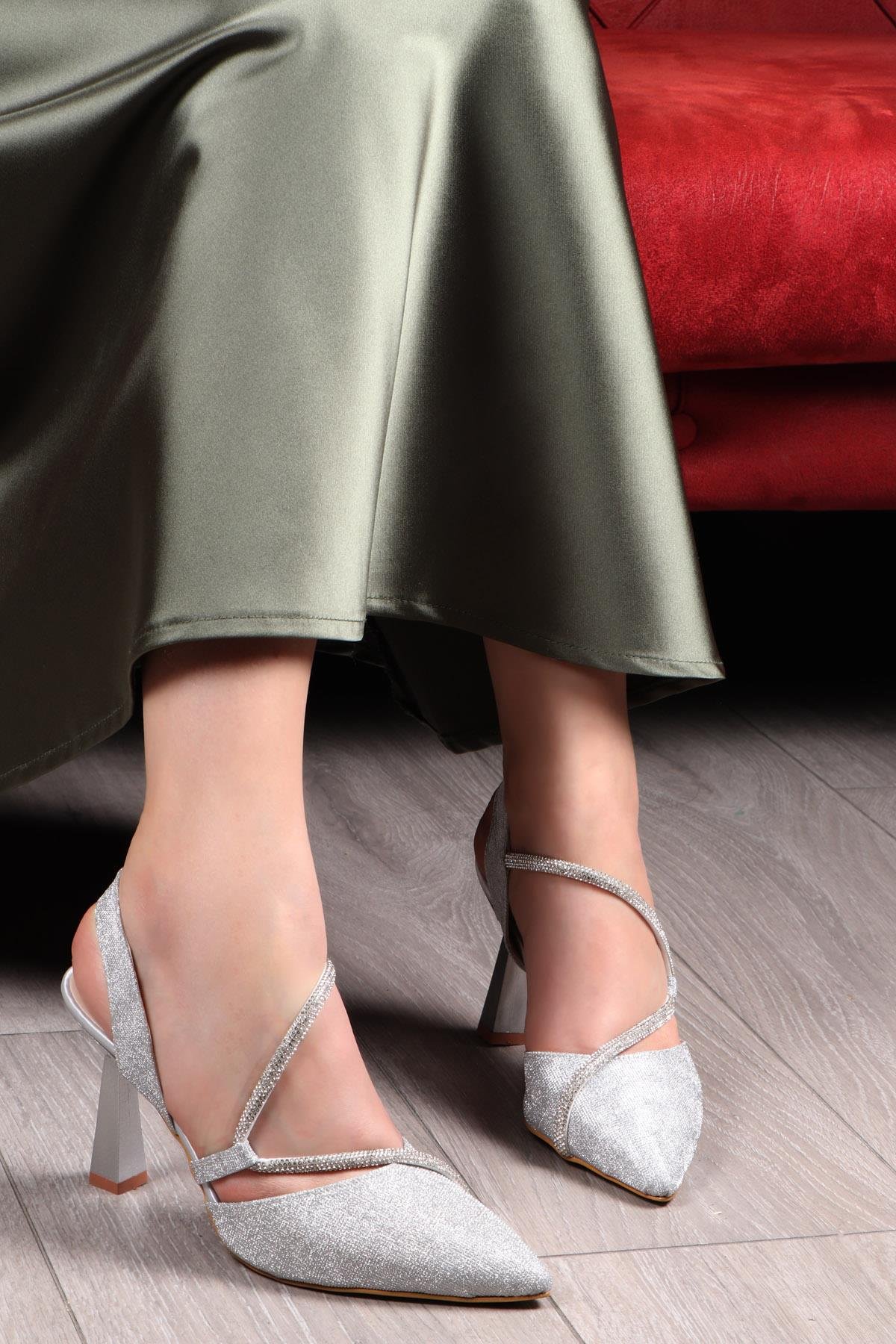 My Bella SP-826 Kadeh Topuk Kadın Ayakkakbı Gümüş