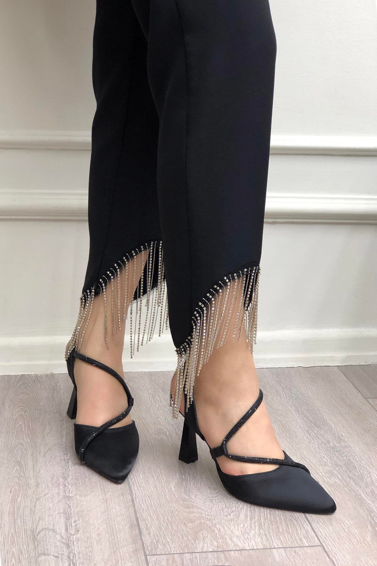 My Bella SP-826 Saten Kadeh Topuk Kadın Ayakkakbı Siyah