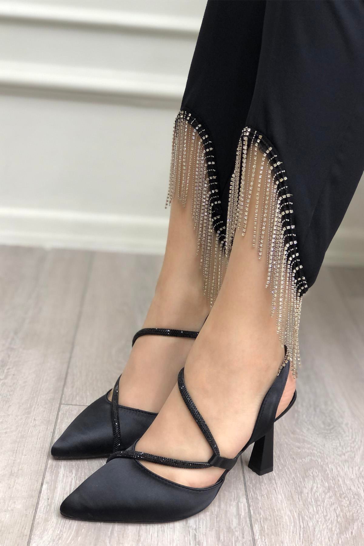 My Bella SP-826 Saten Kadeh Topuk Kadın Ayakkakbı Siyah