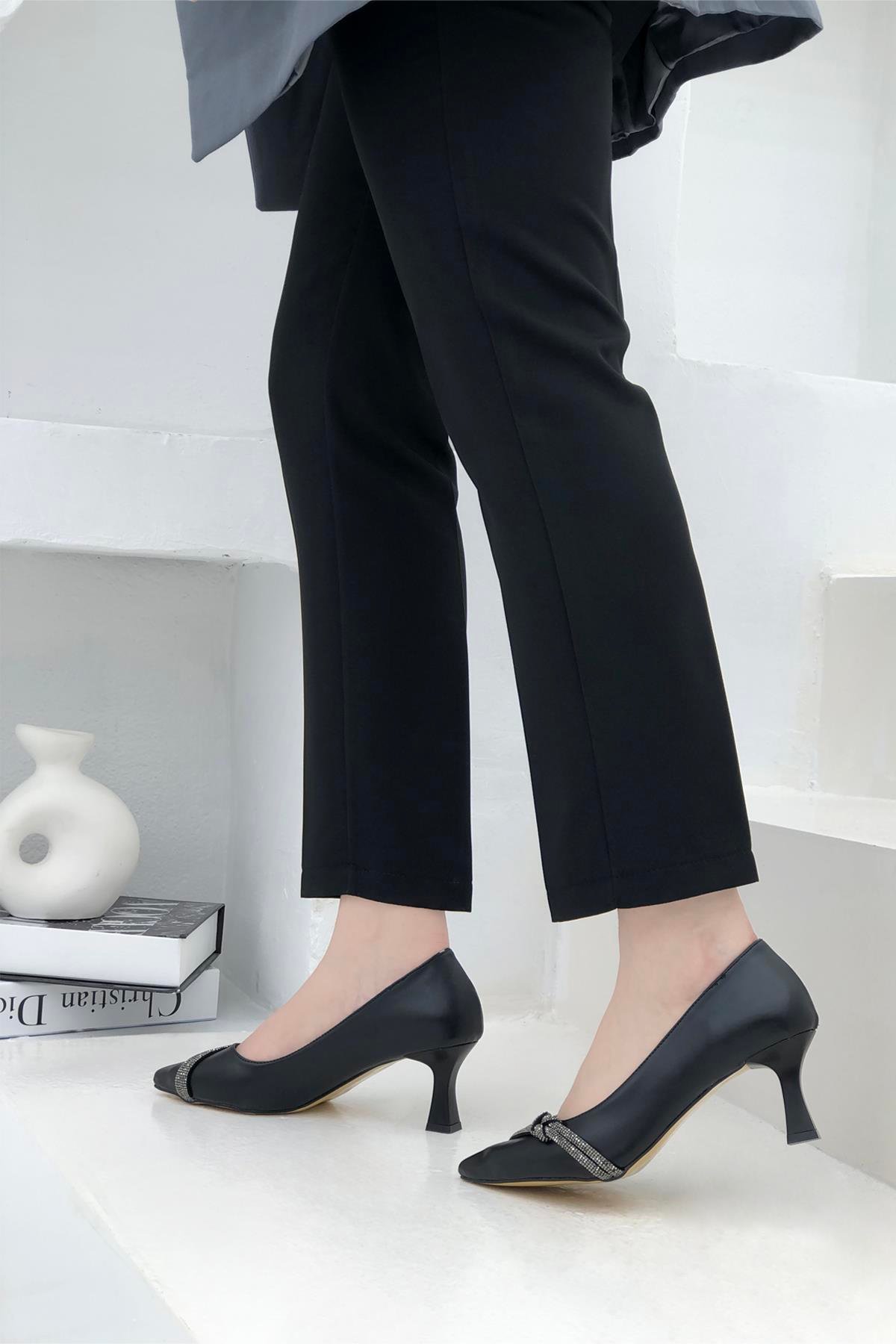 My Bella TH-1012 Taşlı Kadın Stiletto Siyah