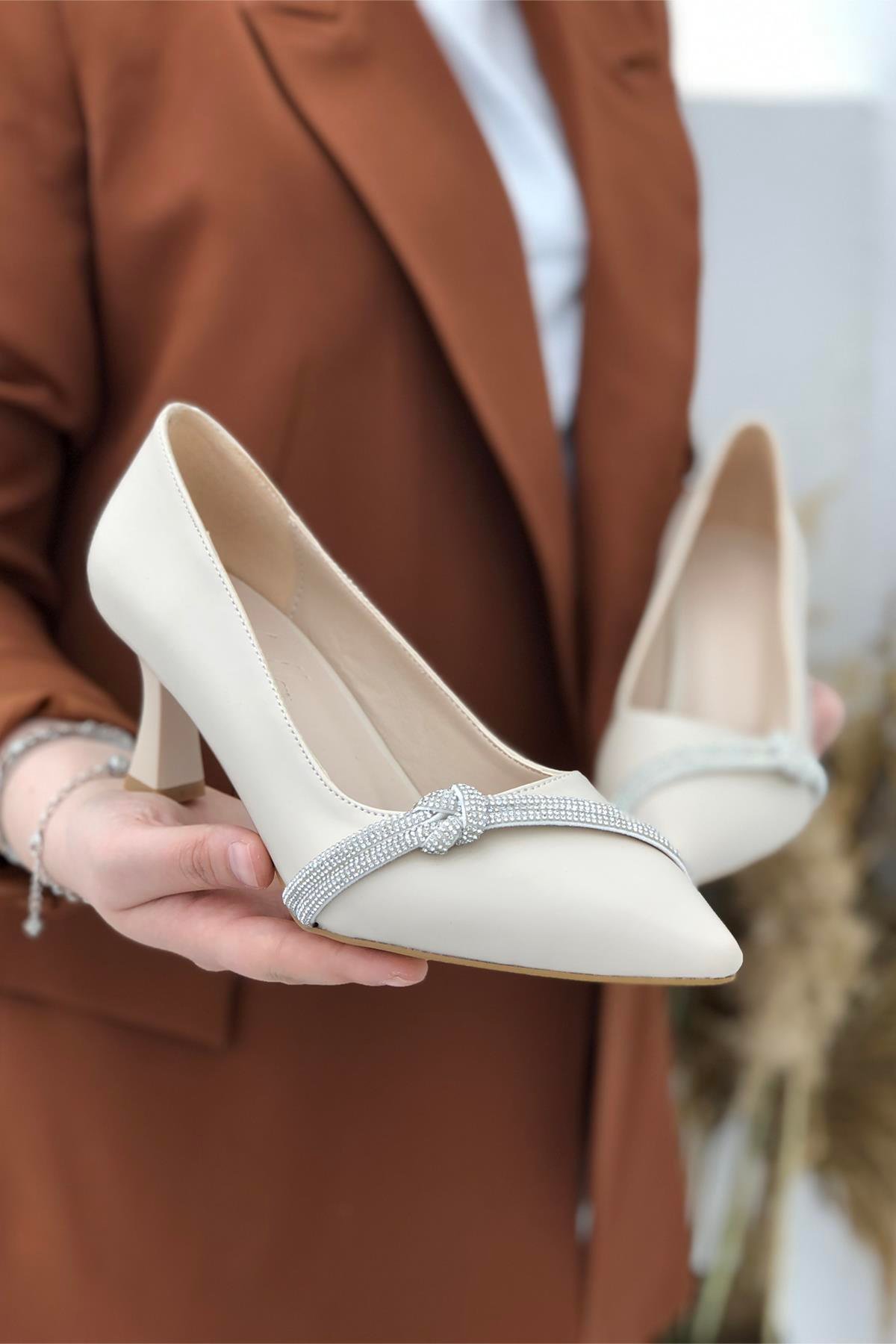 My Bella TH-1012 Taşlı Kadın Stiletto Ten