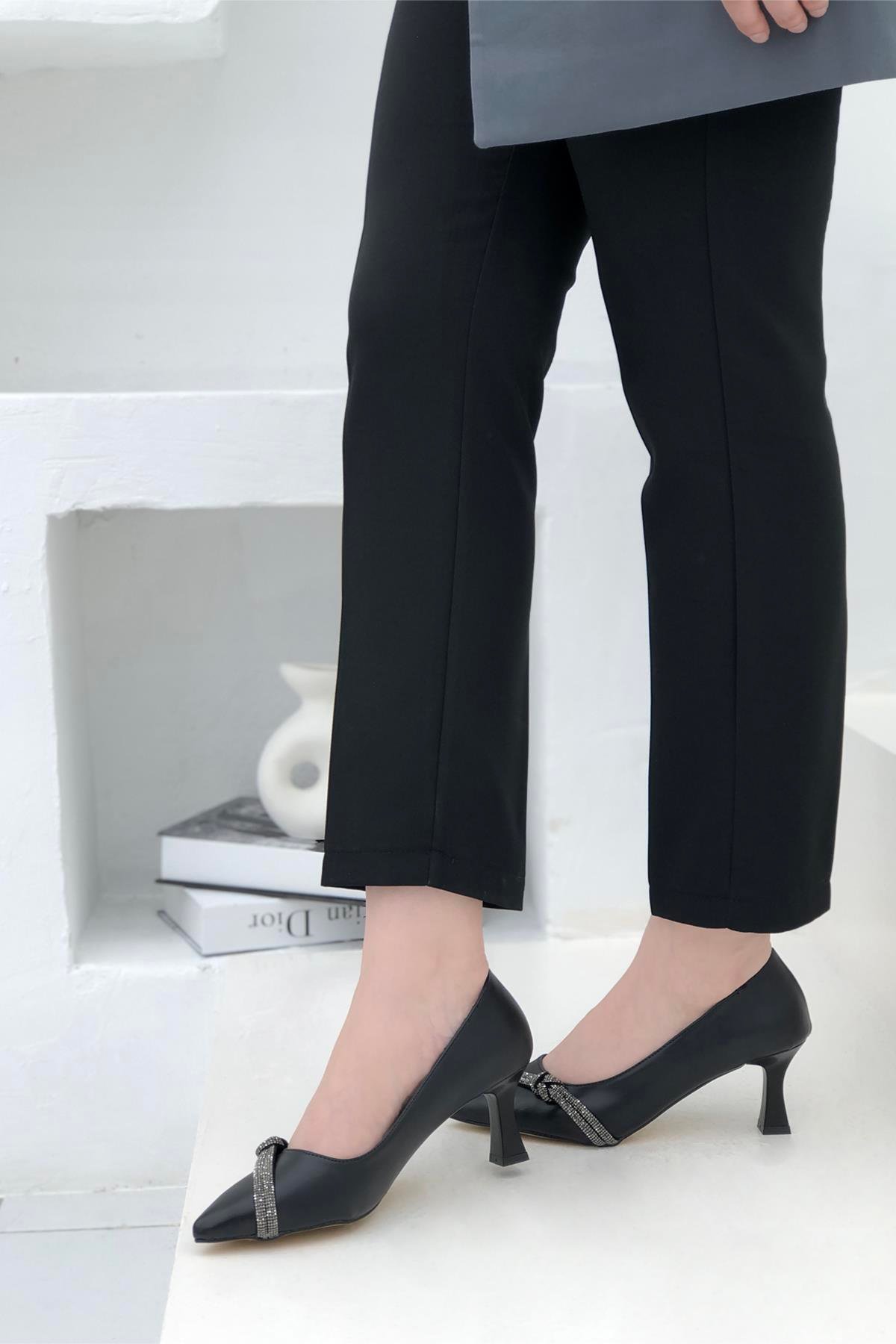 My Bella TH-1012 Taşlı Kadın Stiletto Siyah