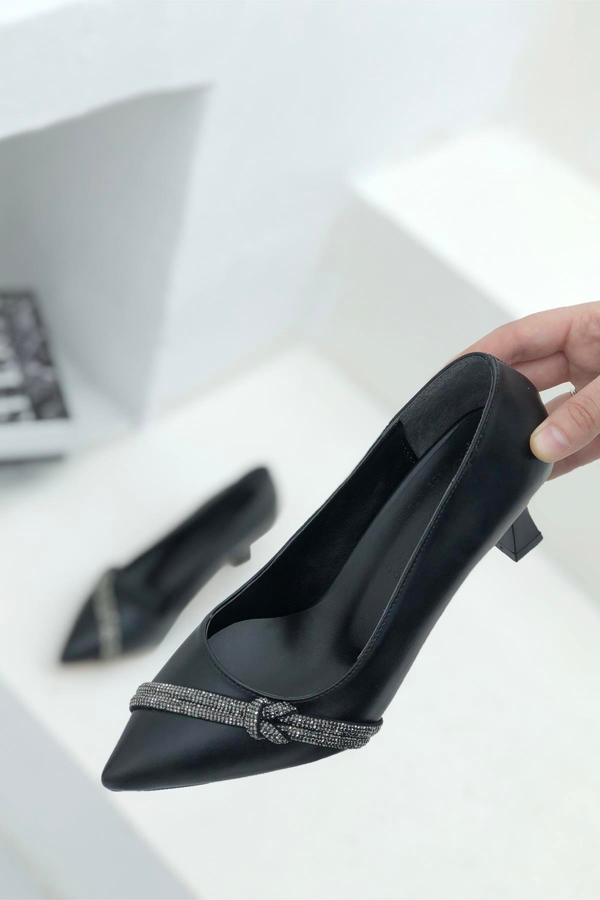 My Bella TH-1012 Taşlı Kadın Stiletto Siyah