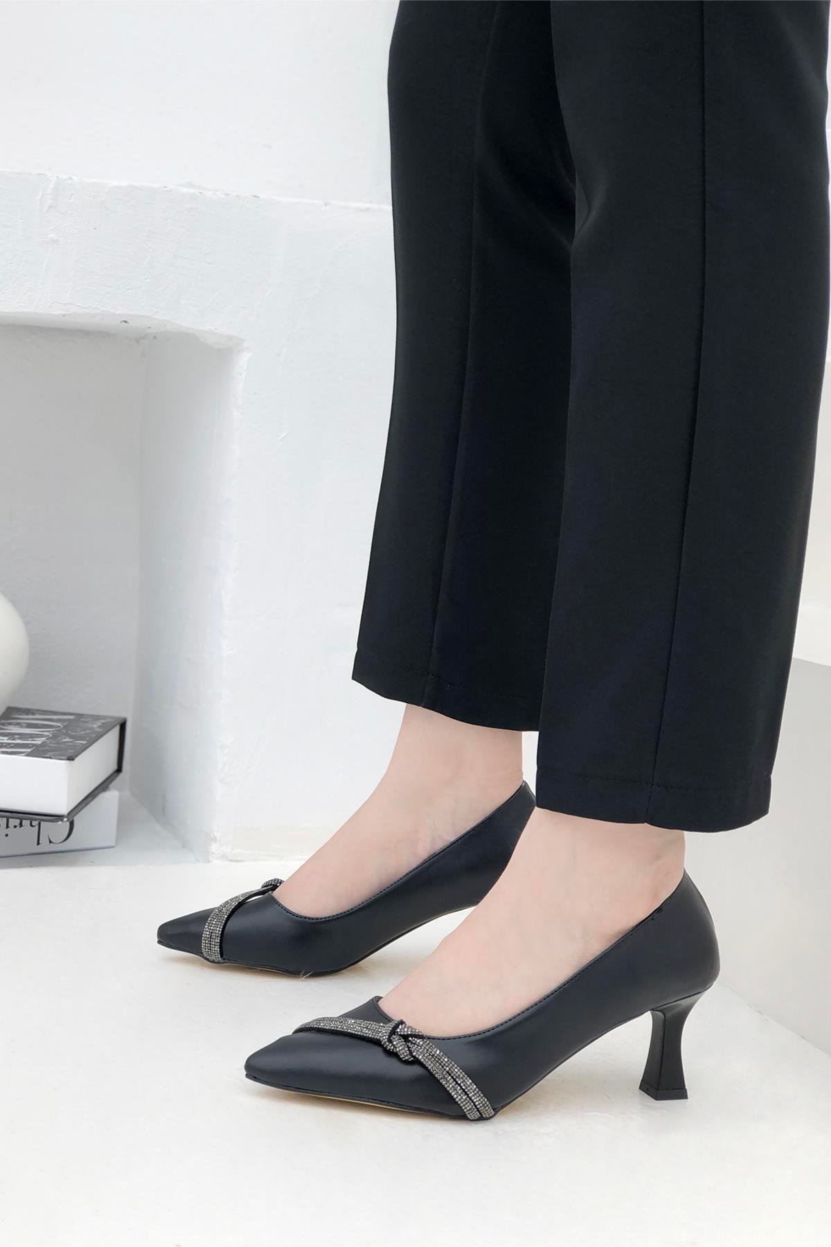 My Bella TH-1012 Taşlı Kadın Stiletto Siyah
