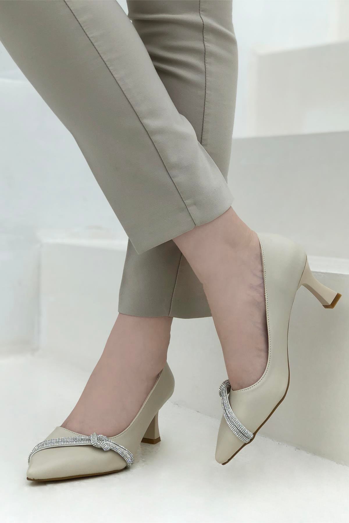 My Bella TH-1012 Taşlı Kadın Stiletto Ten