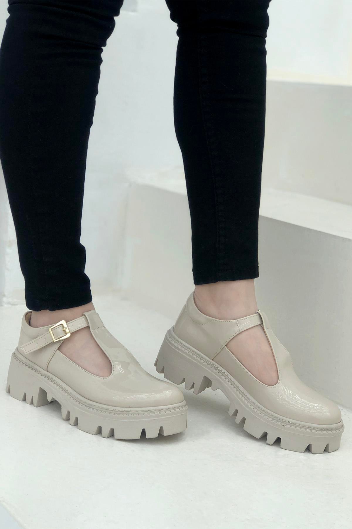 My Bella TU-1003 Maskülen Kadın Ayakkabı Bej Rugan