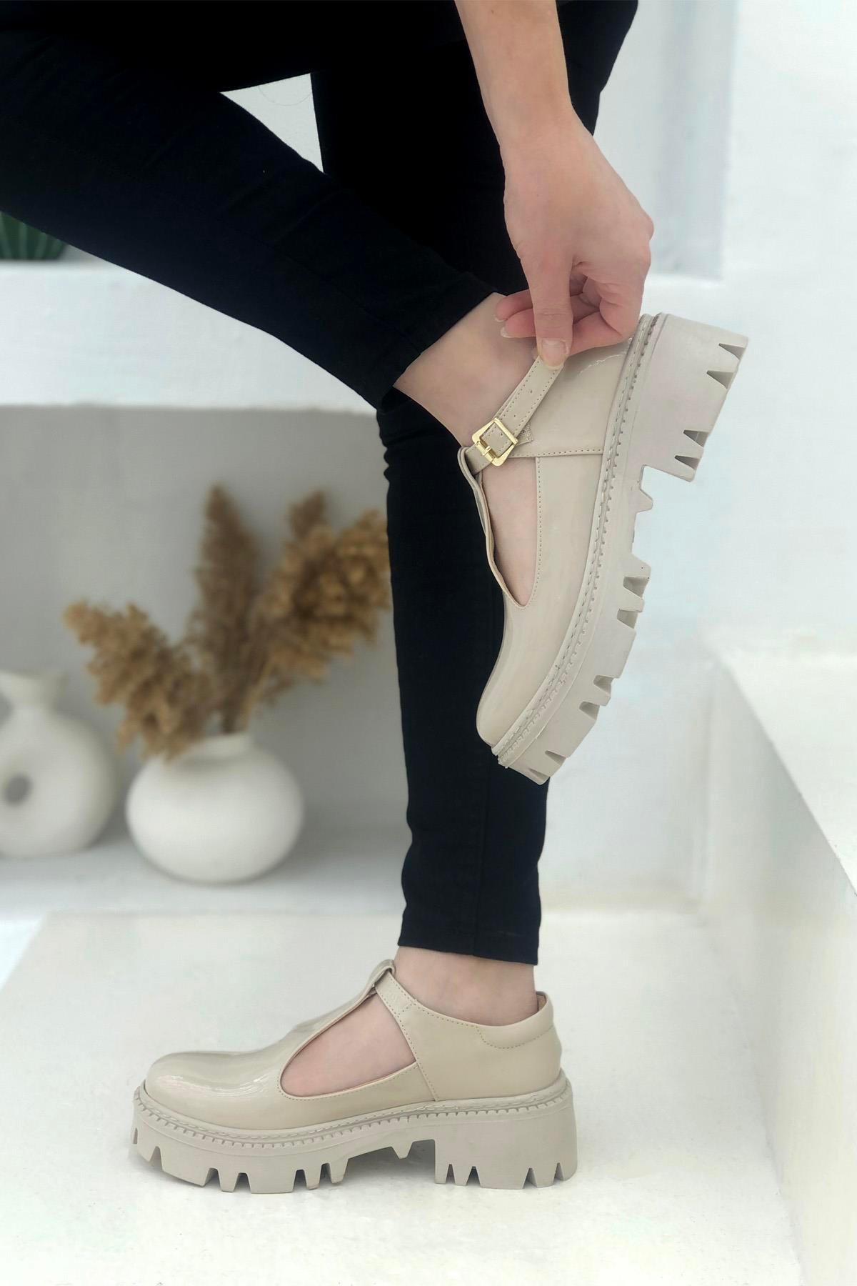 My Bella TU-1003 Maskülen Kadın Ayakkabı Bej Rugan