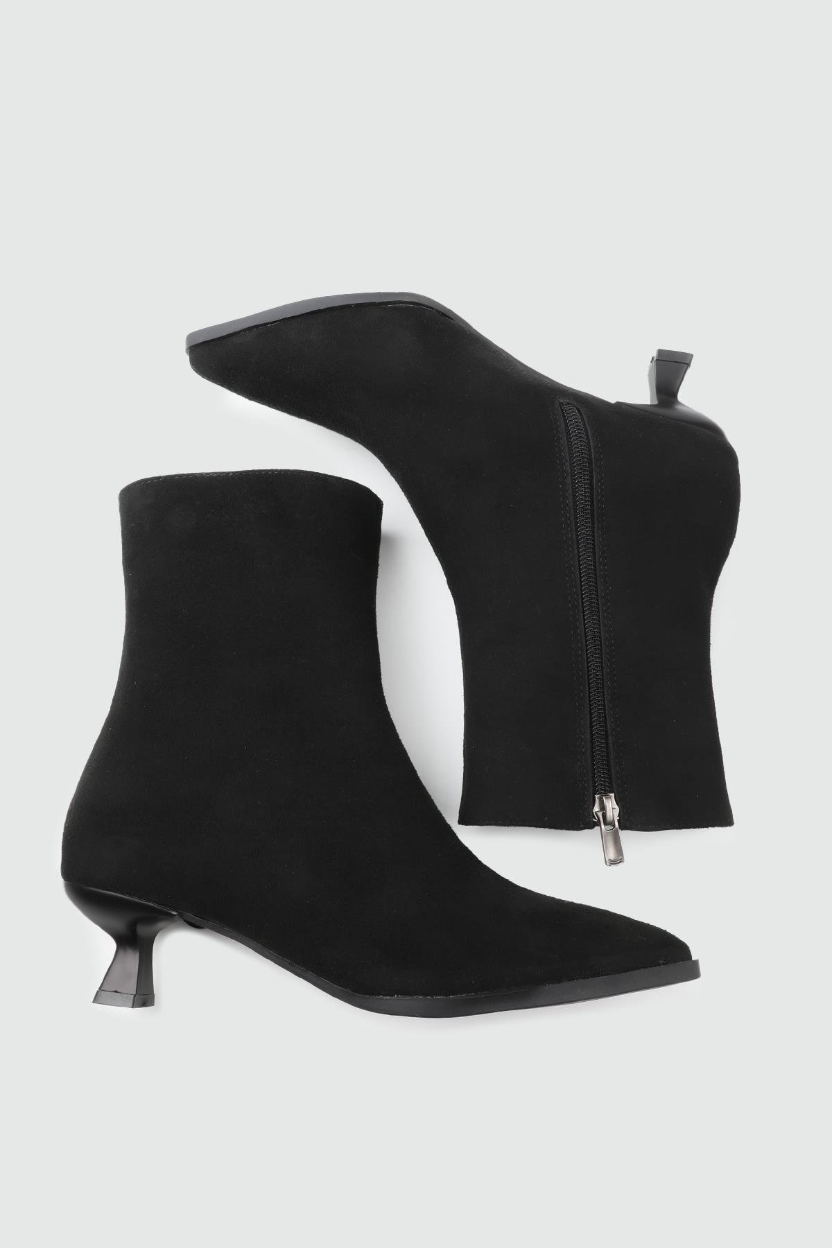 MY BELLA TU-400 25K Sivri Burun Mini Topuk Kadın Bot Siyah Süet
