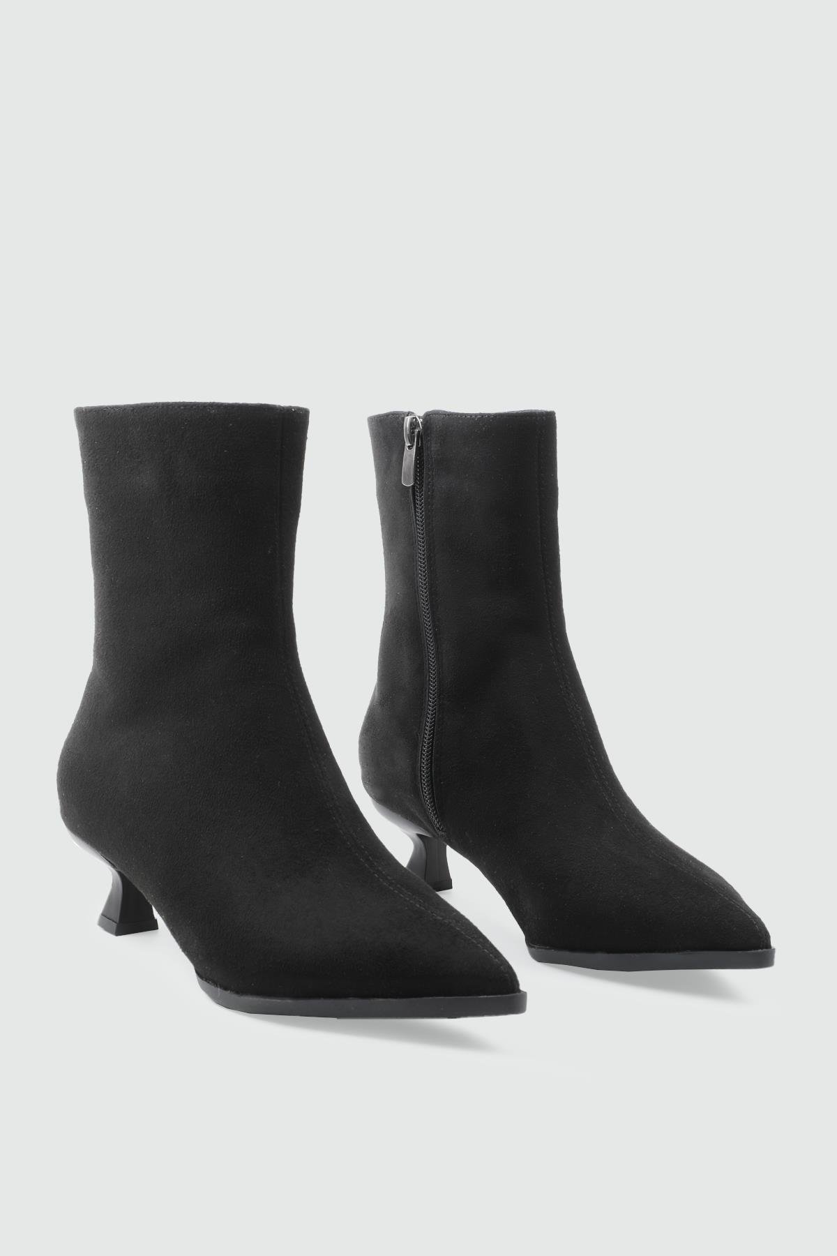 MY BELLA TU-400 25K Sivri Burun Mini Topuk Kadın Bot Siyah Süet