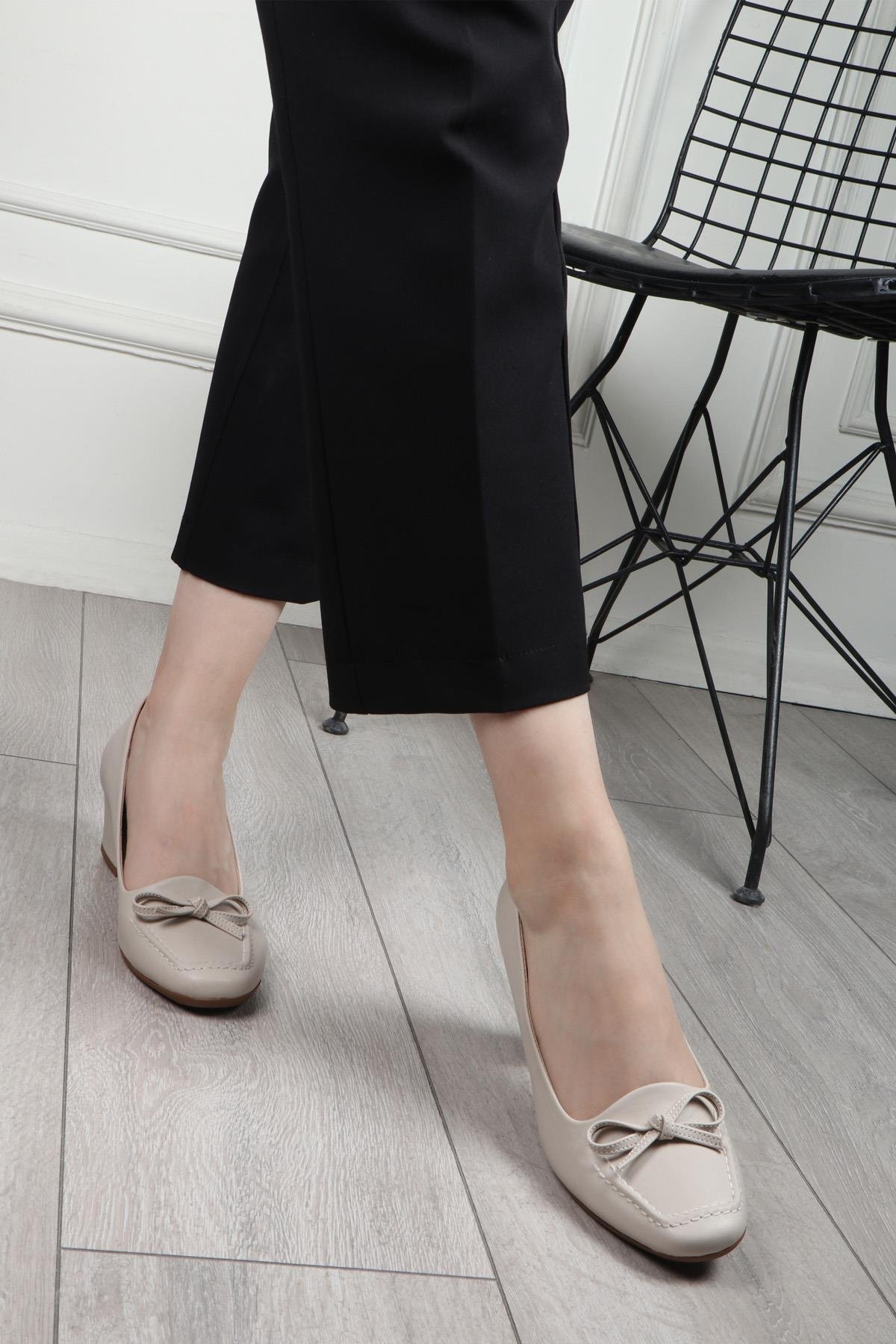MYBELLA  25Y MF-8628 Fiyonklu Kadın Ayakkabı Ten