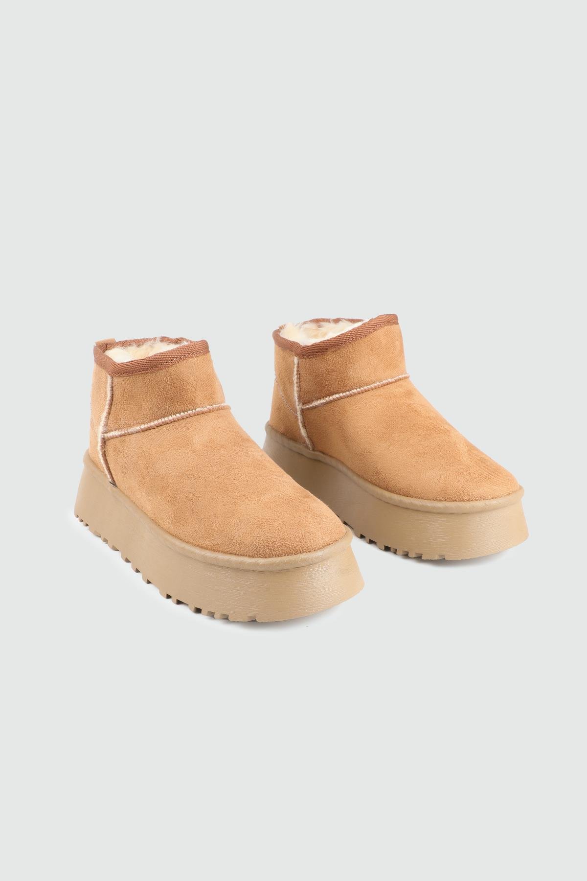 PASOMİA 25K Kalın Taban UGG Kadın Bot Taba