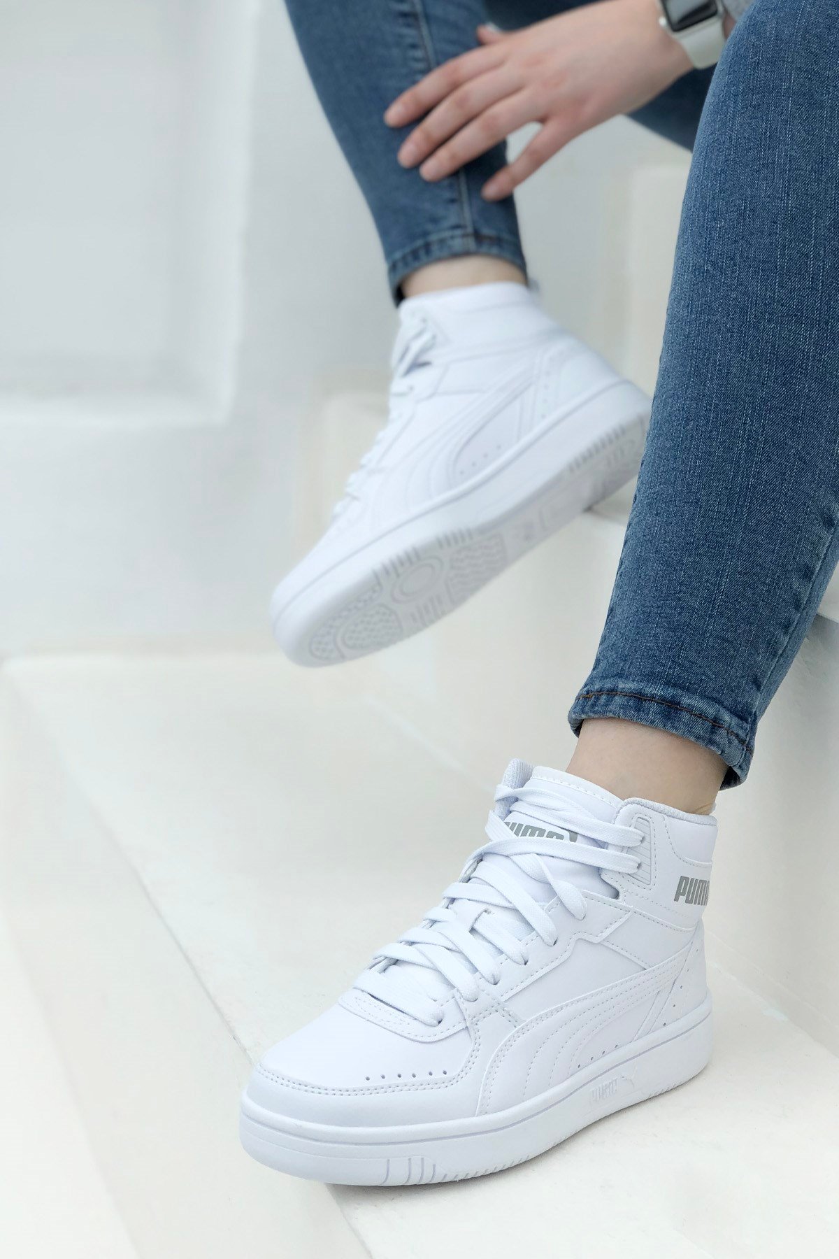 PUMA 374687-07 Rebound JOY Jr Unisex Spor Ayakkabı Beyaz