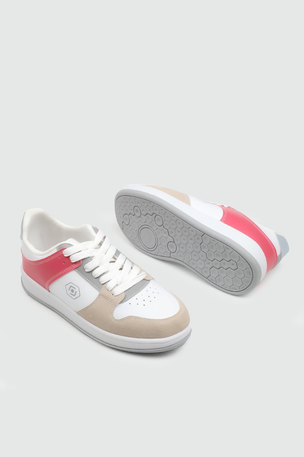 REBOUNT 2025 Unisex Spor Ayakkabı Beyaz Gri Fuşya