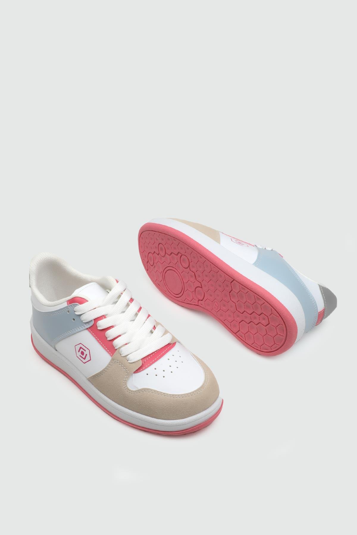 REBOUNT 2025 Unisex Spor Ayakkabı Beyaz Fuşya Gri