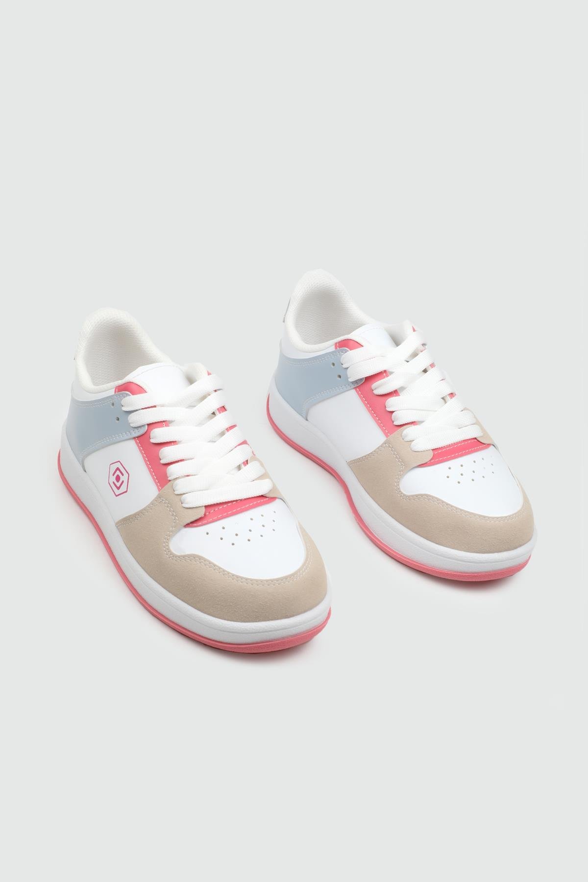 REBOUNT 2025 Unisex Spor Ayakkabı Beyaz Fuşya Gri
