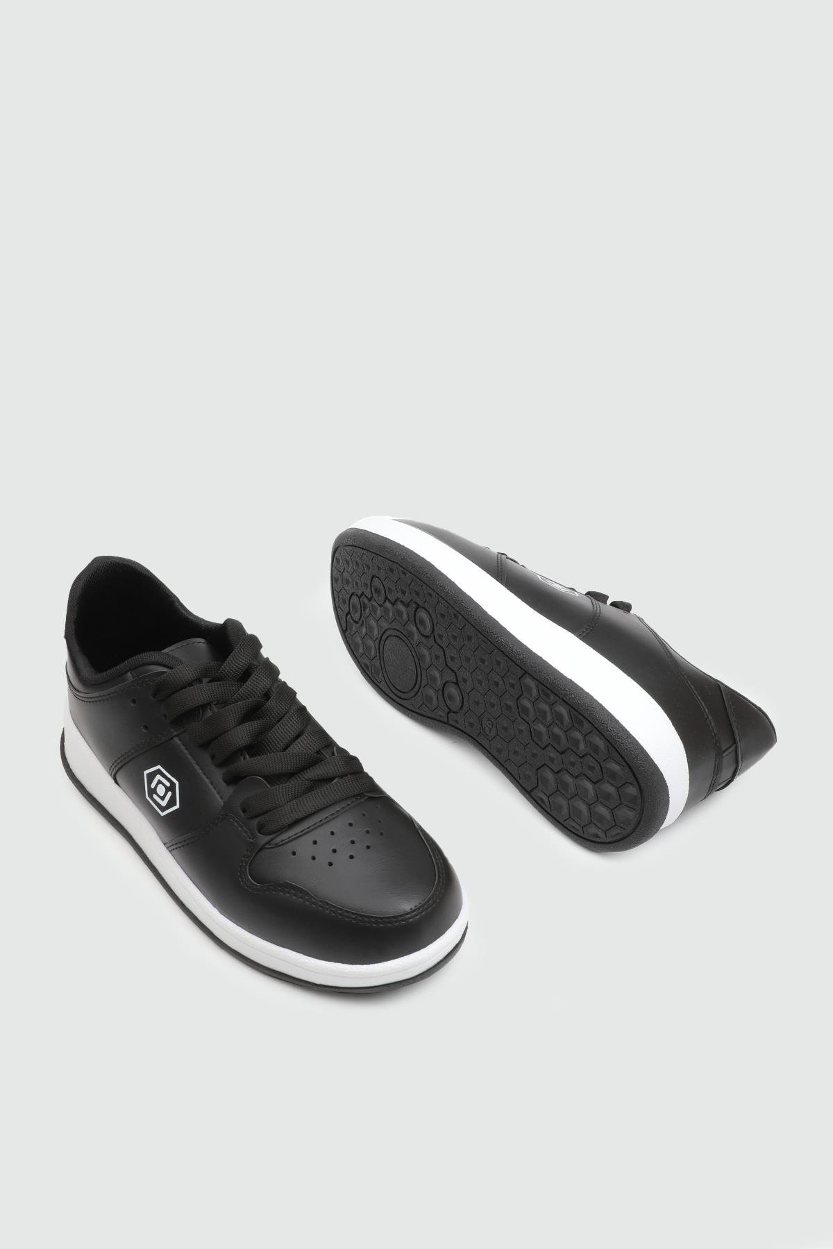 REBOUNT 2025 Unisex Spor Ayakkabı Siyah Siyah Beyaz