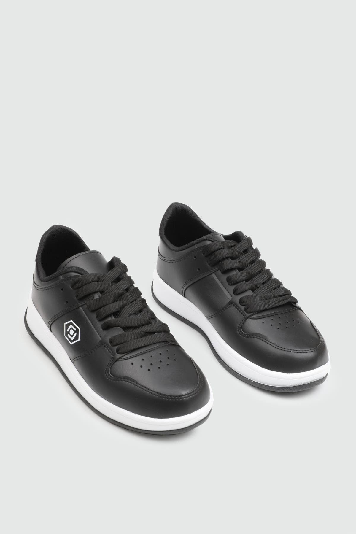REBOUNT 2025 Unisex Spor Ayakkabı Siyah Siyah Beyaz