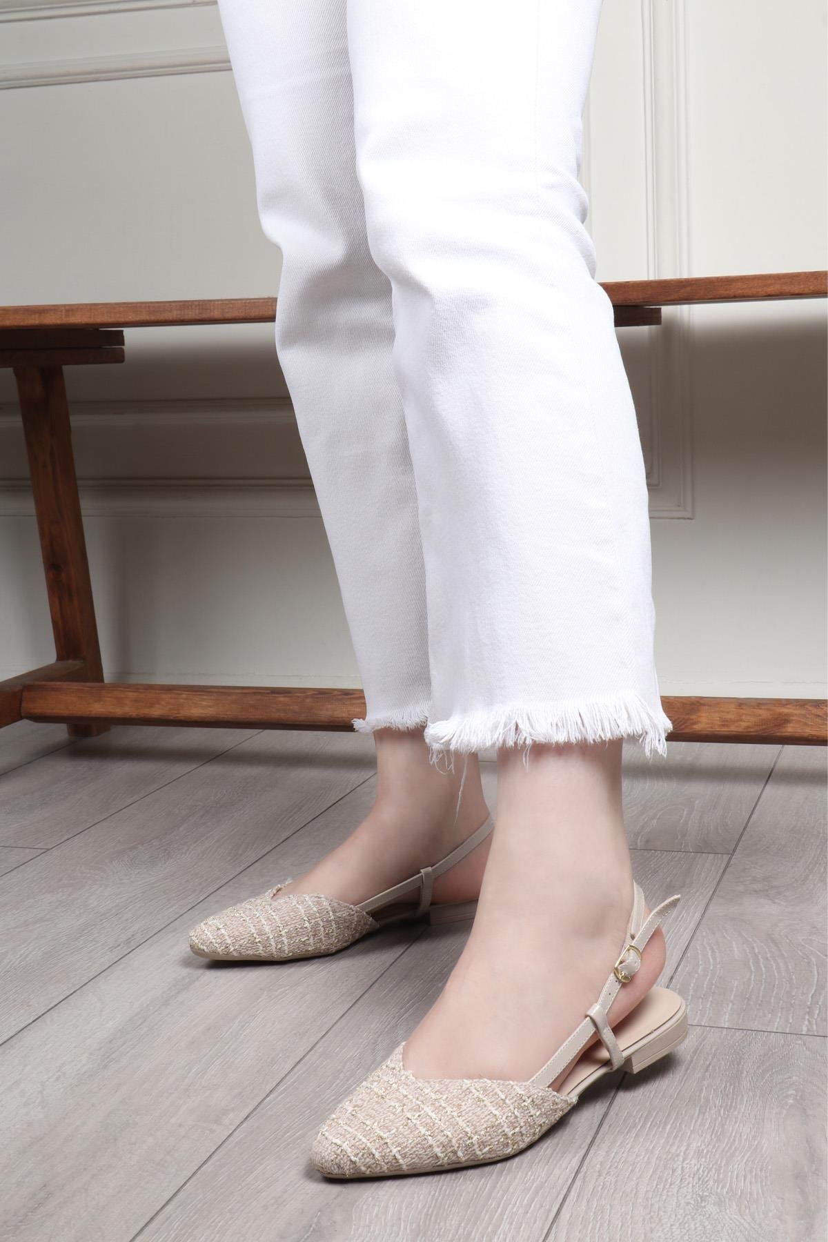 Simli Keten Kadın Ayakkabı Bej My Bella 25Y ZNR-300 