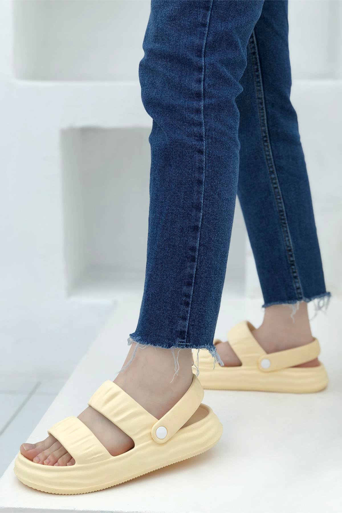 SONİMİX 0118 Kadın Eva Sandalet Soft Sarı