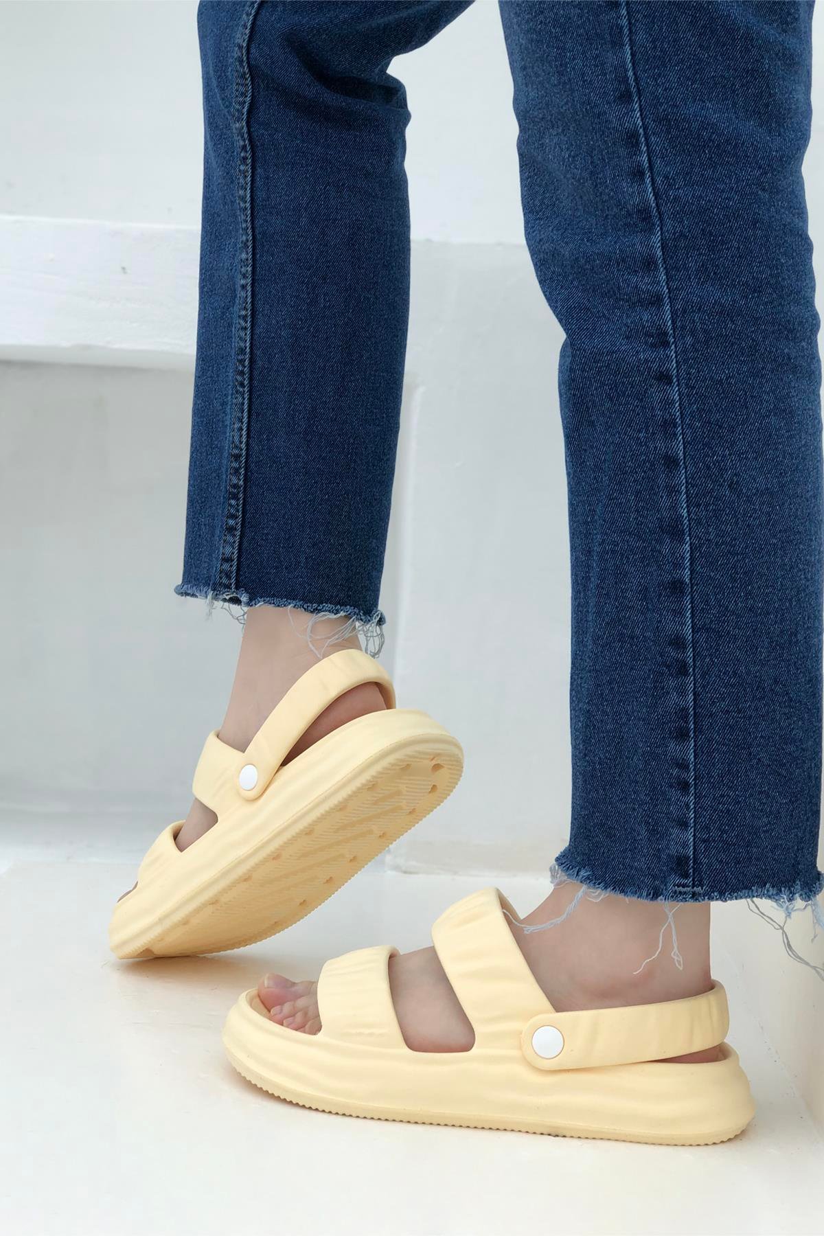 SONİMİX 0118 Kadın Eva Sandalet Soft Sarı