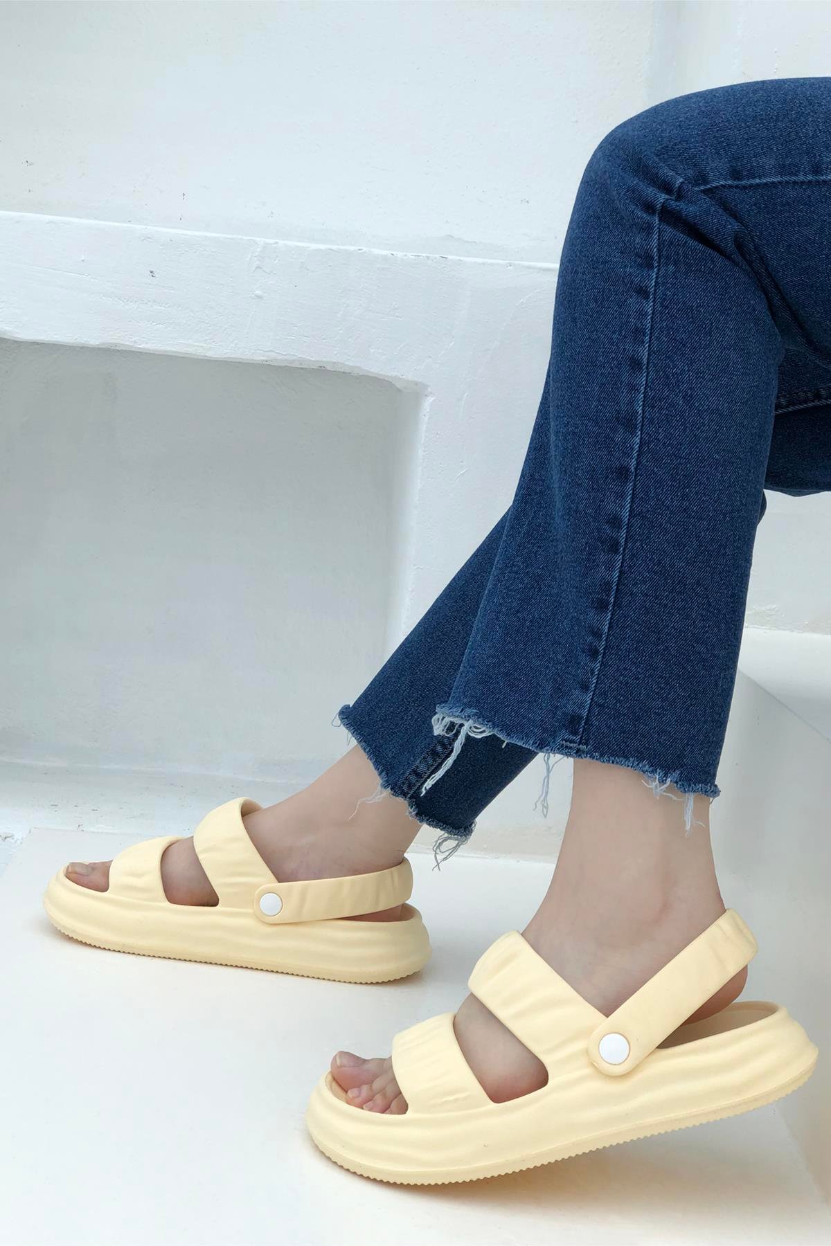 SONİMİX 0118 Kadın Eva Sandalet Soft Sarı