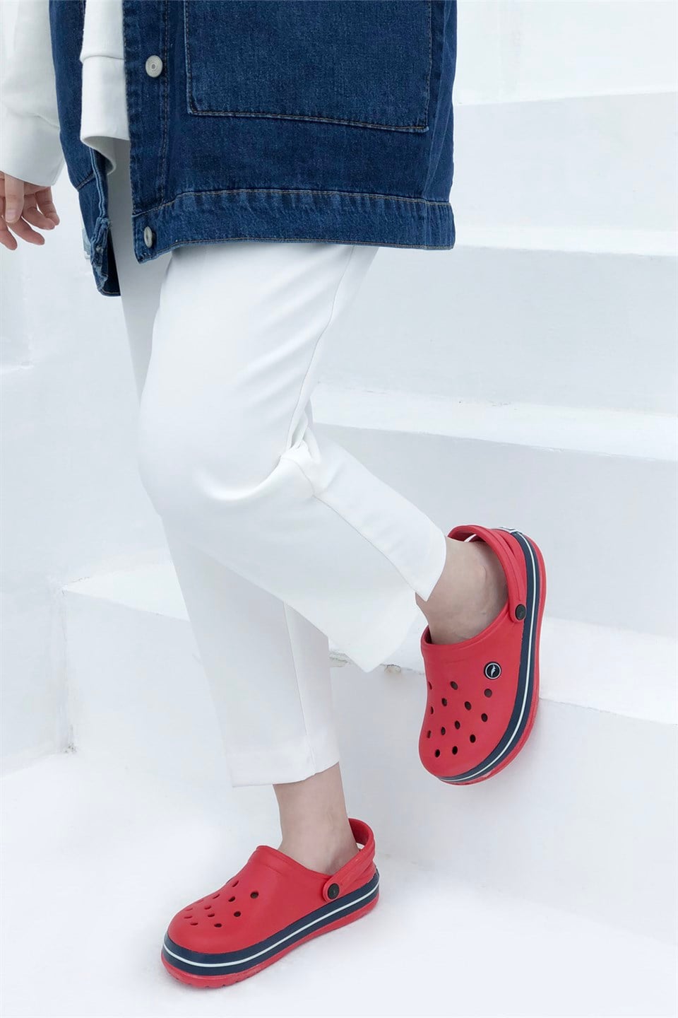Sonimix Ceox 0079 Unisex Crocs Kırmızı Laci Beyaz
