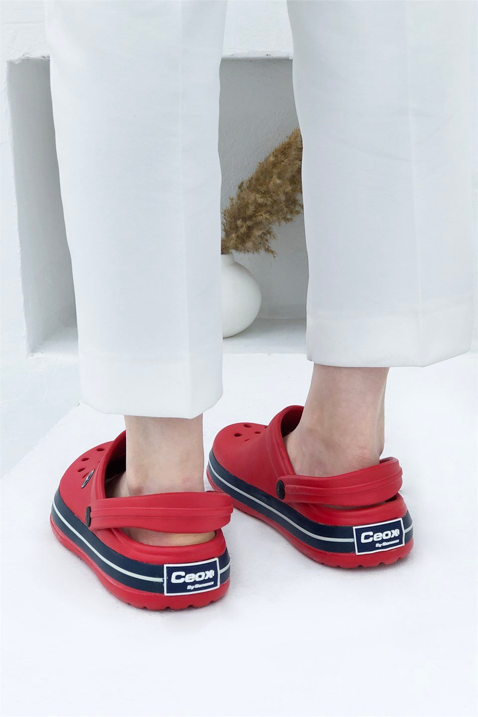 Sonimix Ceox 0079 Unisex Crocs Kırmızı Laci Beyaz
