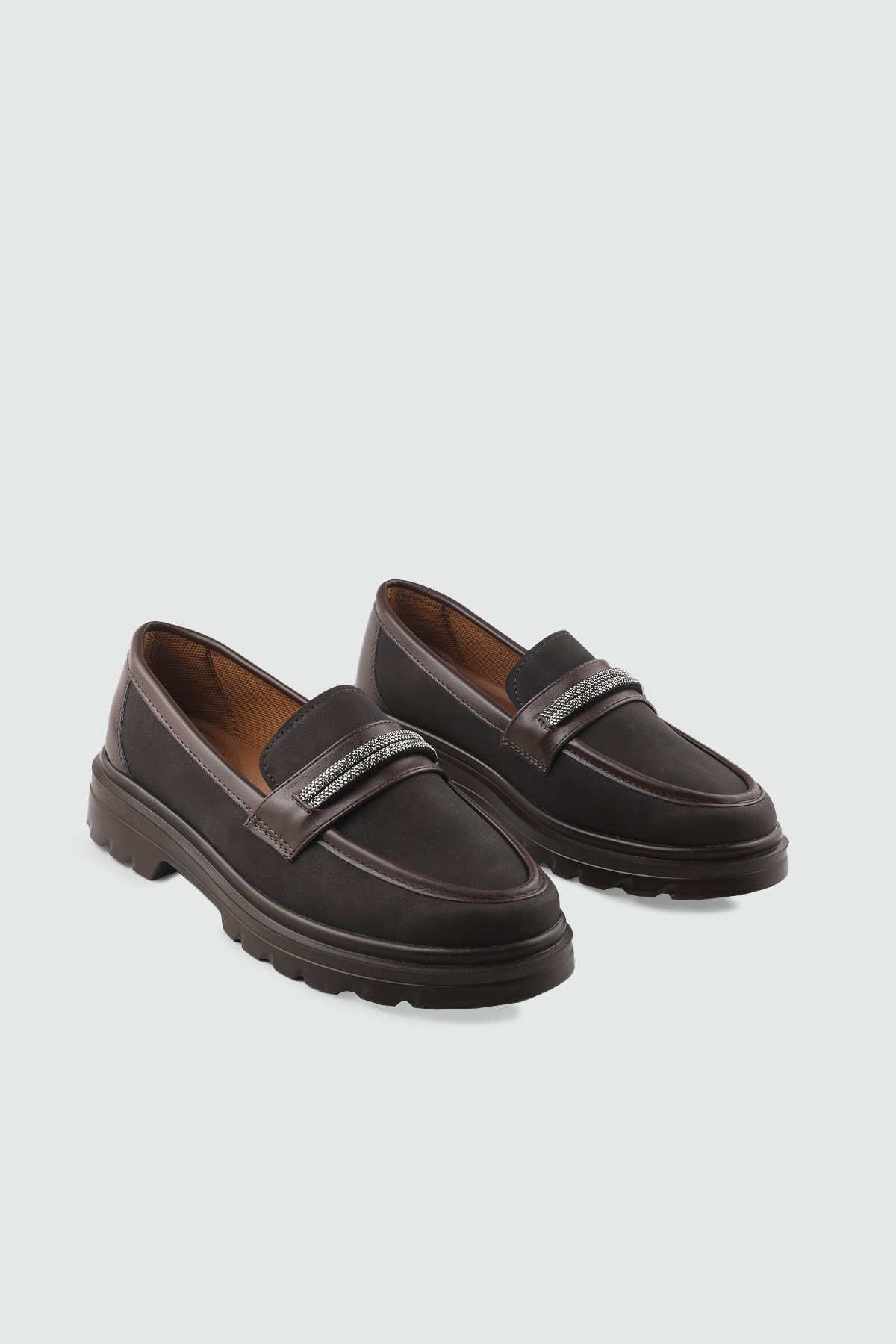 Taş Detaylı Kadın Loafer Kahve Kadın Ayakkabı Wanetti 26-720