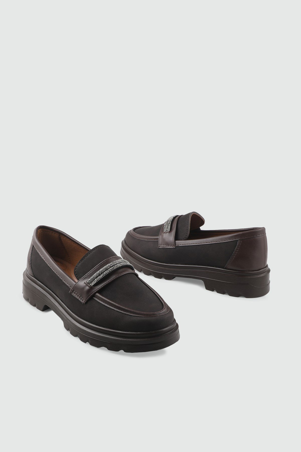 Taş Detaylı Kadın Loafer Kahve Kadın Ayakkabı Wanetti 26-720
