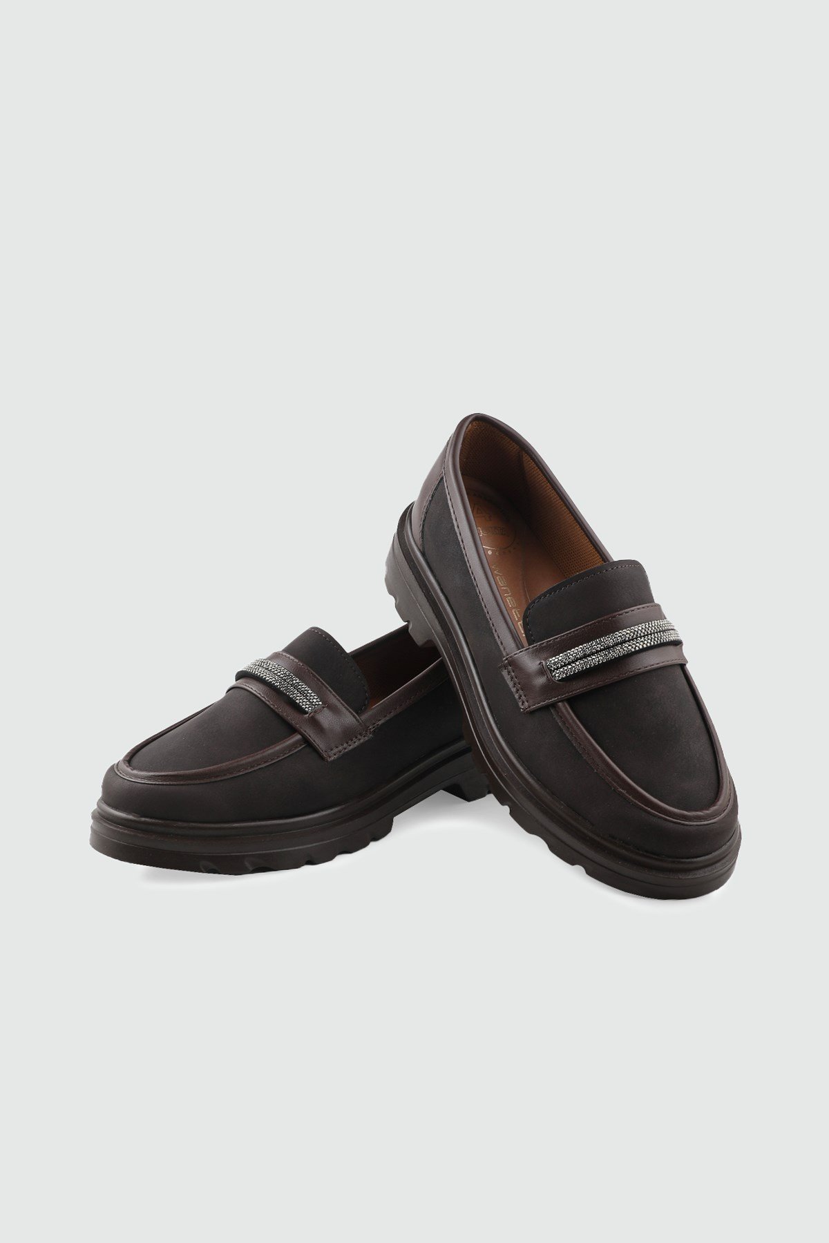 Taş Detaylı Kadın Loafer Kahve Kadın Ayakkabı Wanetti 26-720