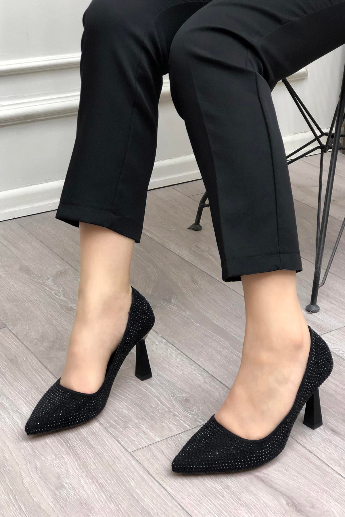 Taşlı Kadın Stiletto Siyah Taşlı My Bella SP-615 