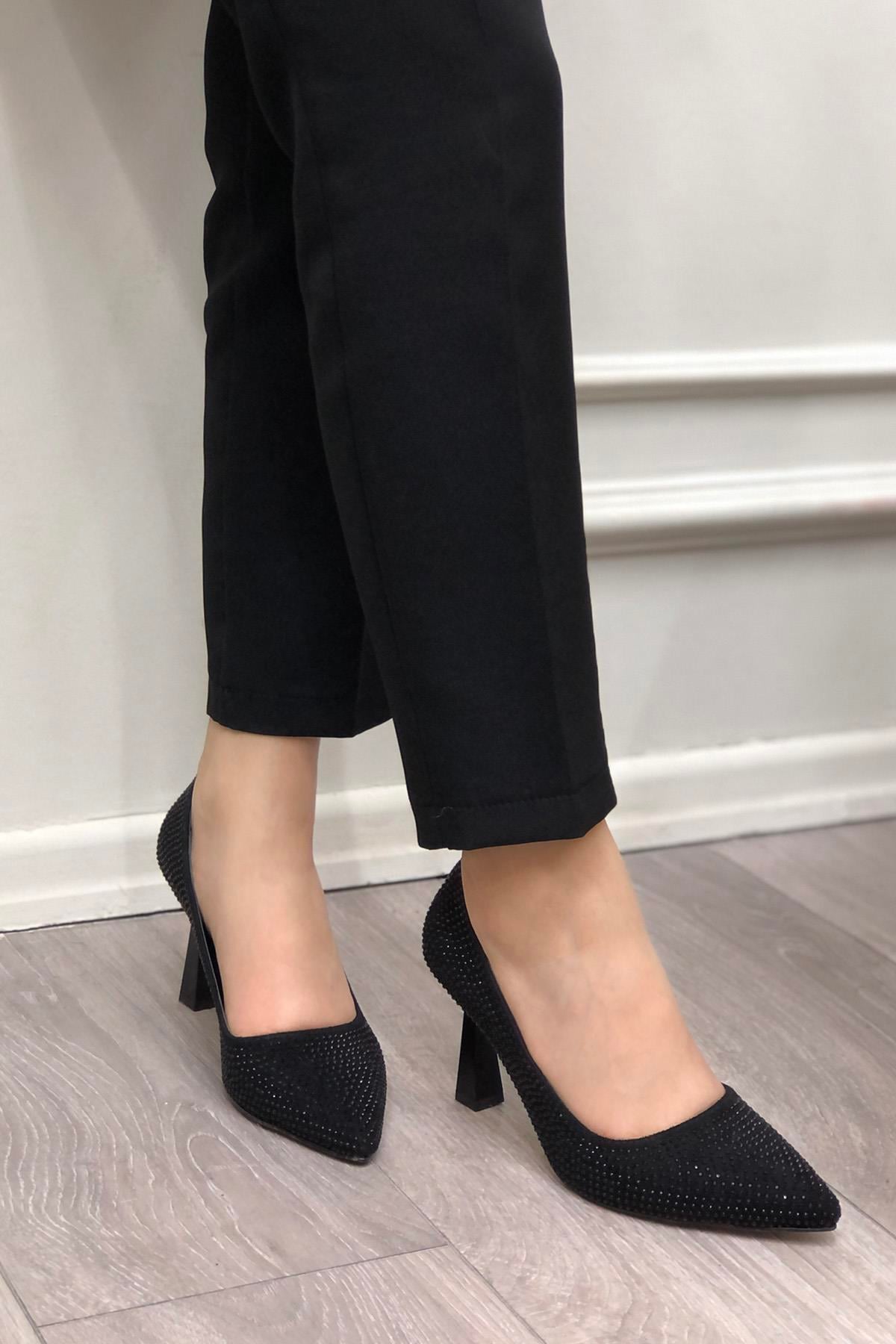 Taşlı Kadın Stiletto Siyah Taşlı My Bella SP-615 