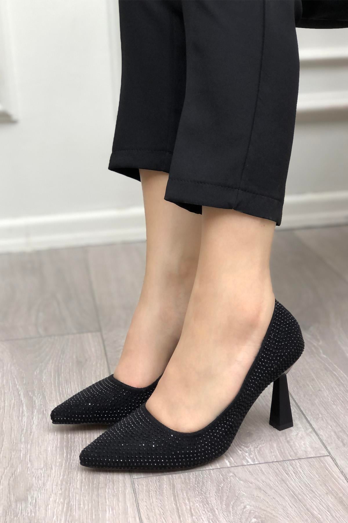 Taşlı Kadın Stiletto Siyah Taşlı My Bella SP-615 