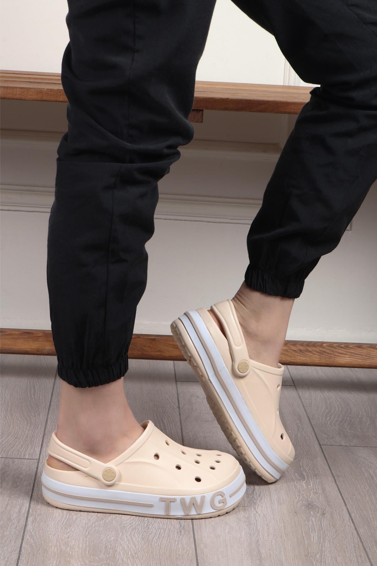 TWİNGO 216 Kadın Crocs Terlik Ekru