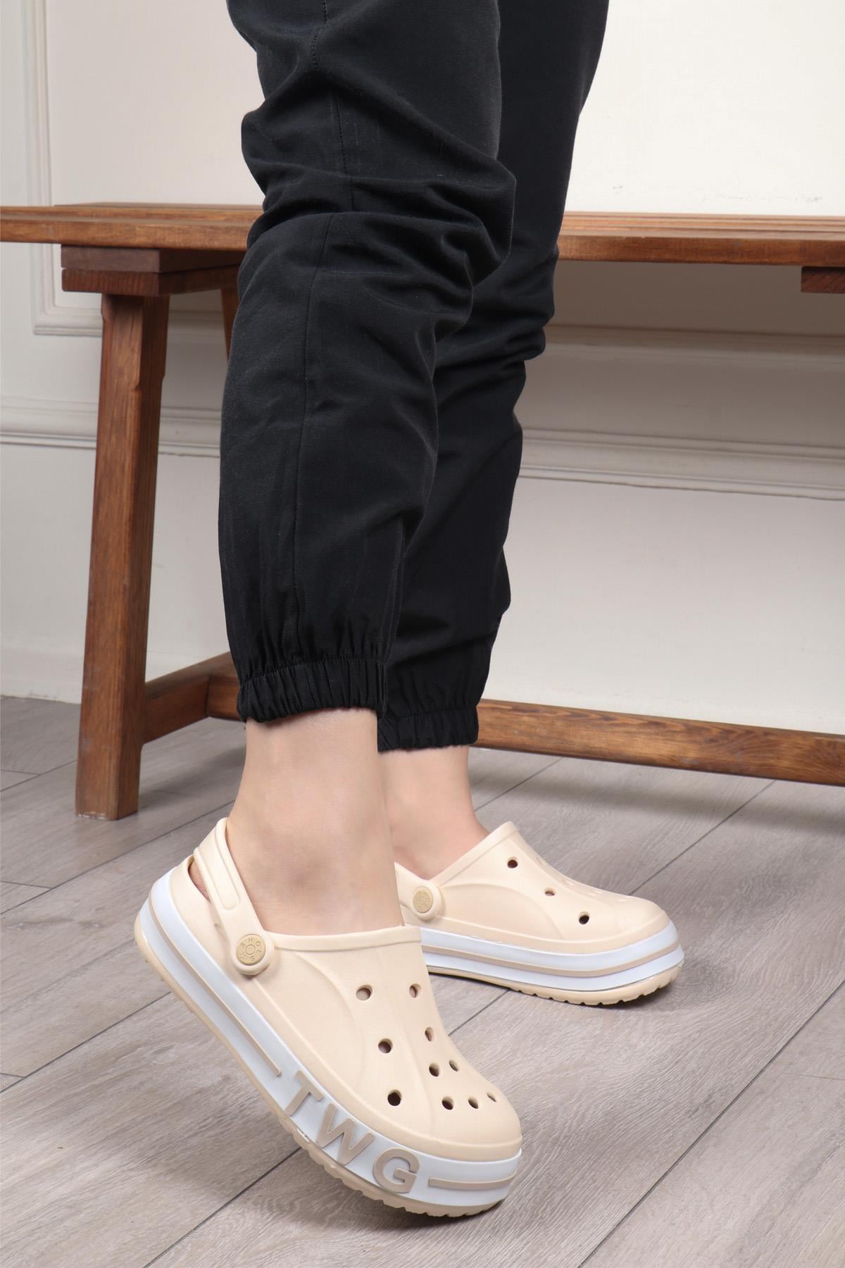 TWİNGO 216 Kadın Crocs Terlik Ekru