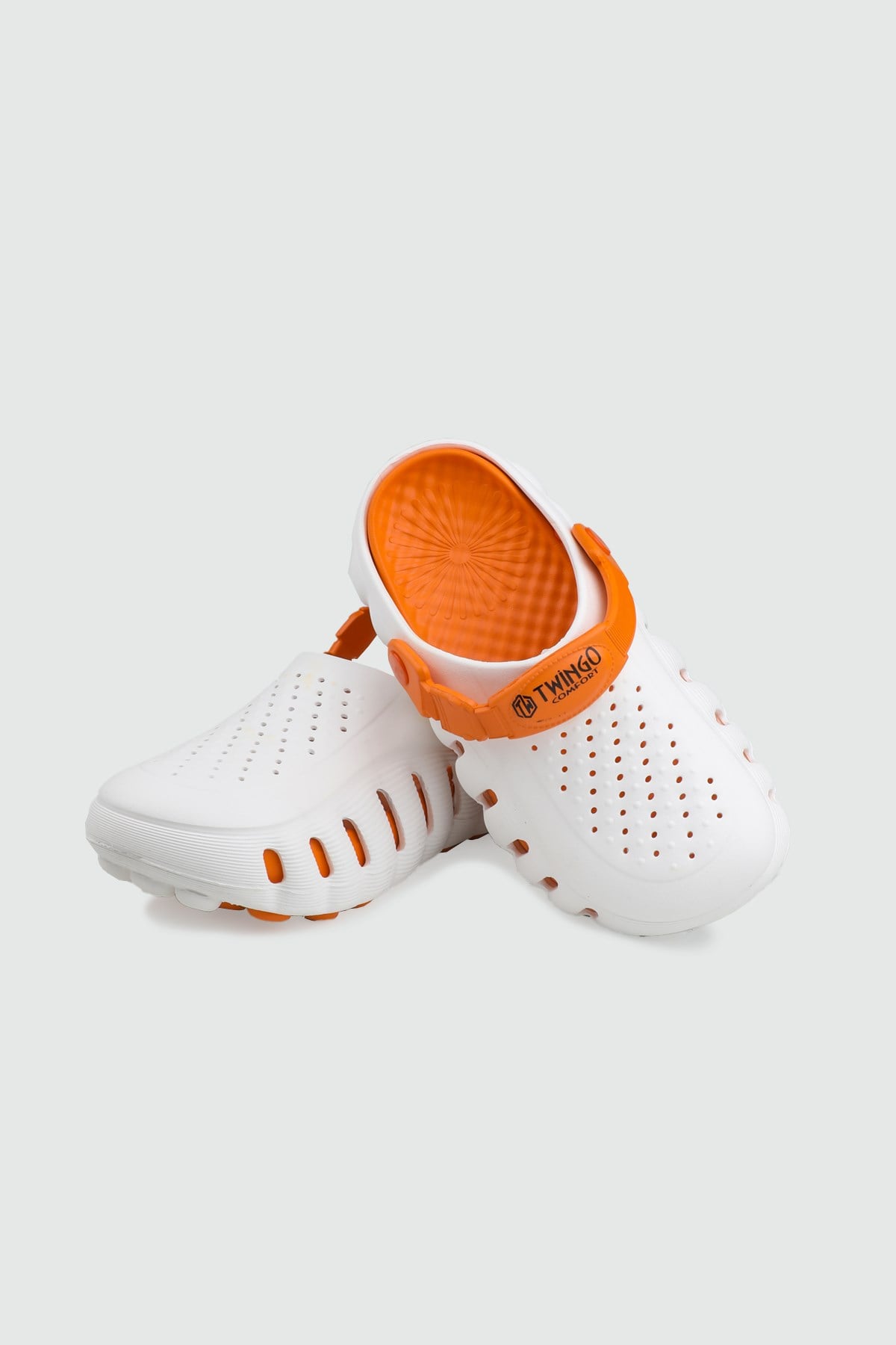 TWİNGO 26Y 2504 Kapalı Crocs Unisex Terlik Beyaz Turuncu