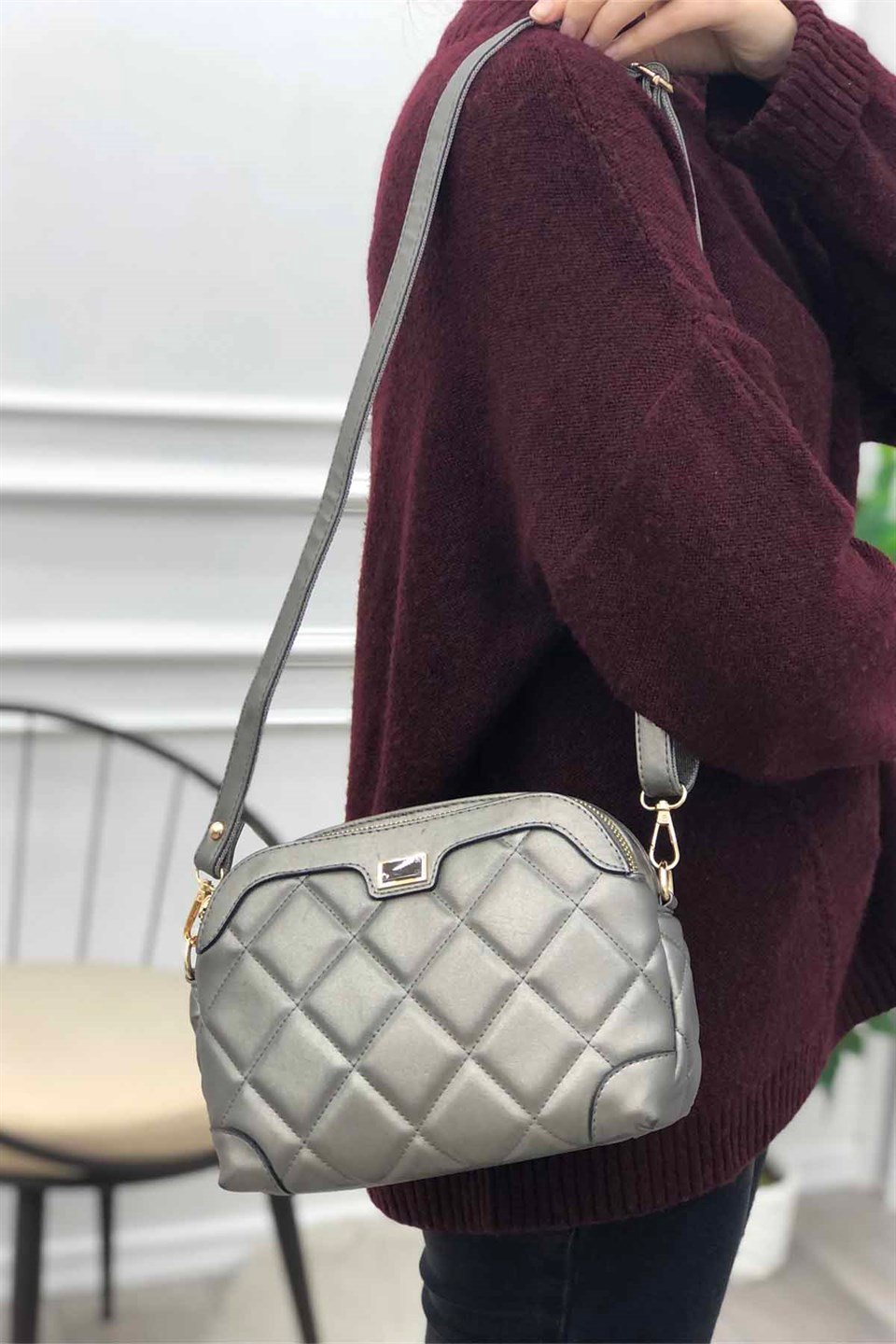 VARONA 1324 Kadın Çanta Kurşun Kapitone