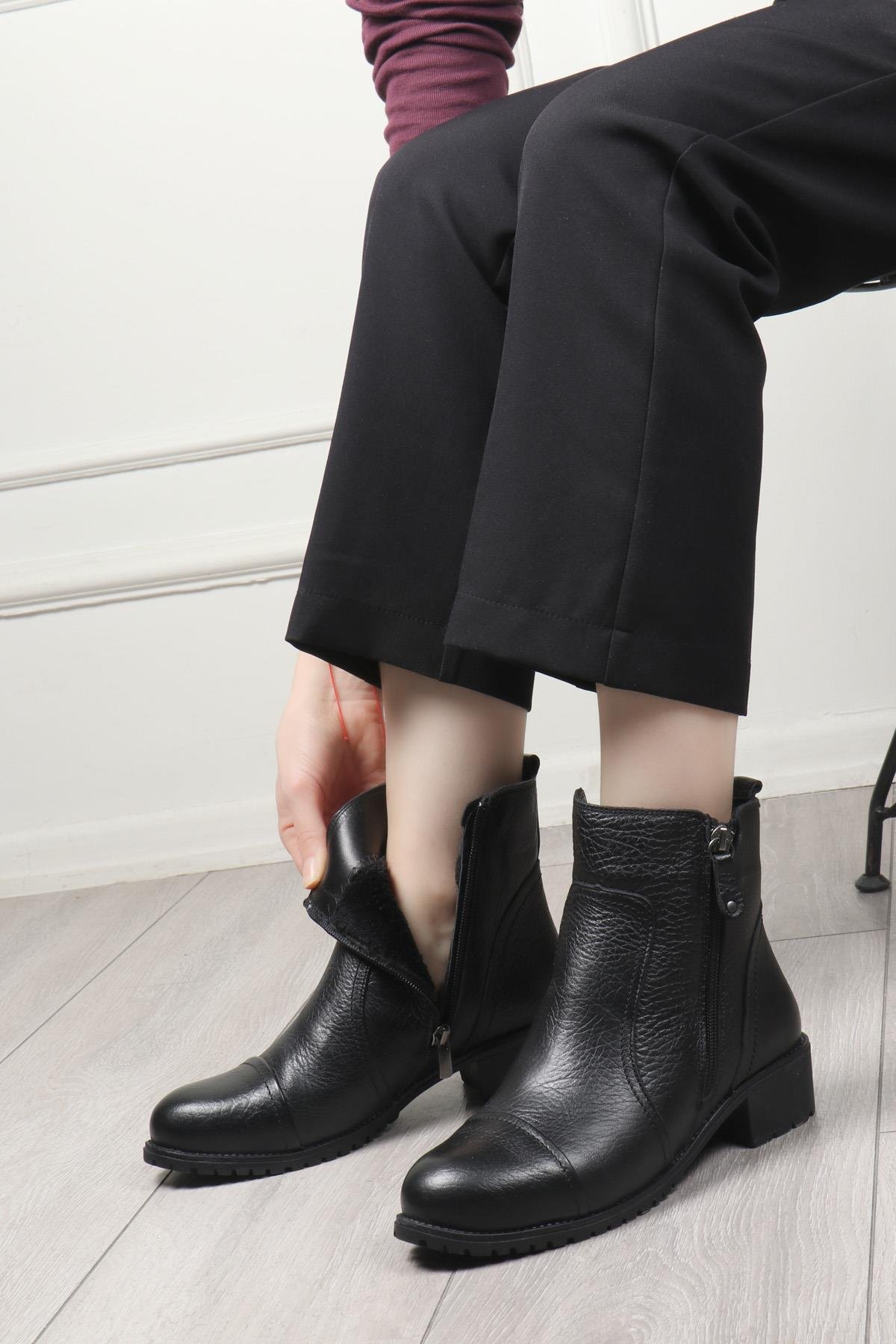 VOYAGER 7550 Kadın Deri Bot Siyah Arizona