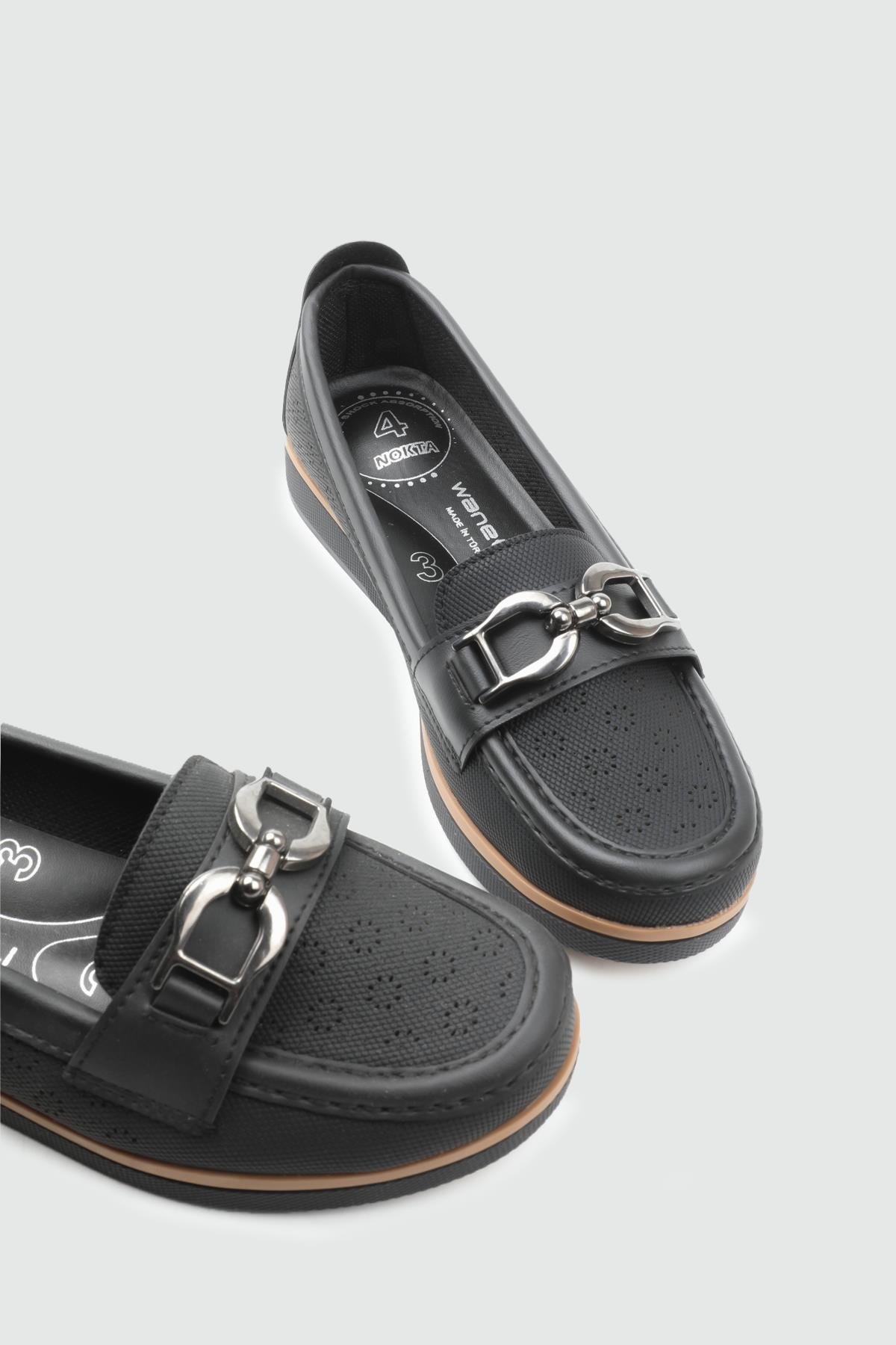 Wanetti 25-246 Termo Kadın Babet Siyah Kot Zımbalı