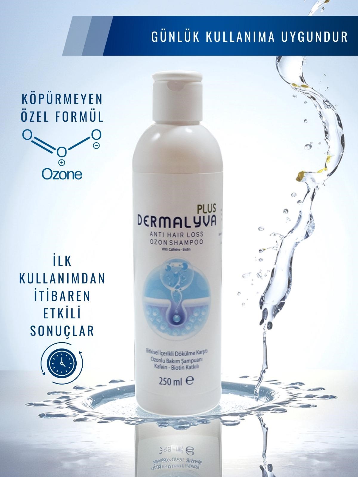 Dermalyva Saç Ekimi Sonrası Şampuan – 15 Aktifli Ozon, Kafein, Keratin, Biotin Içerikli Dökülme Karşıtı 250ml