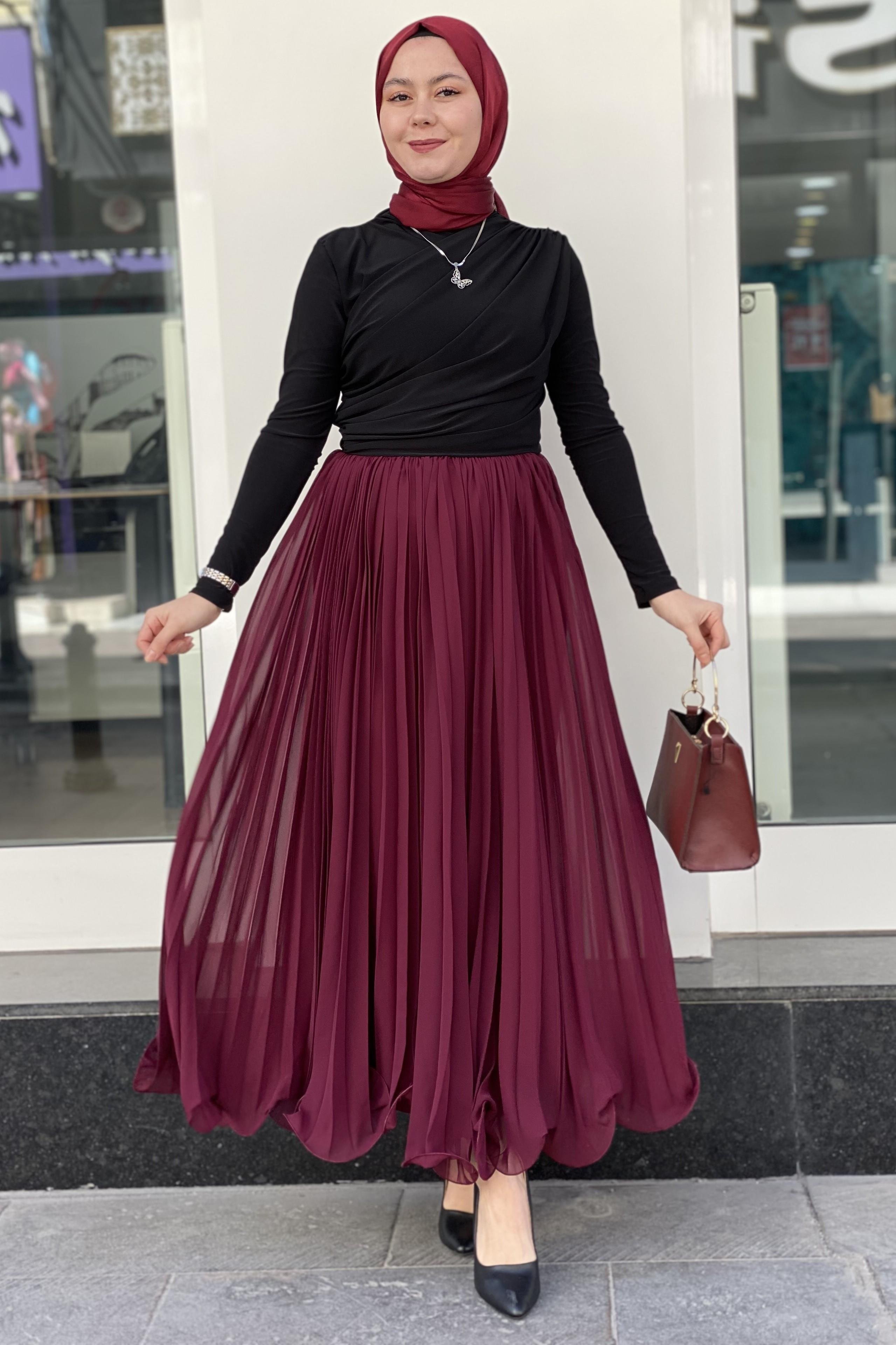 Tesettür 0055 Piliseli Şifon Etek