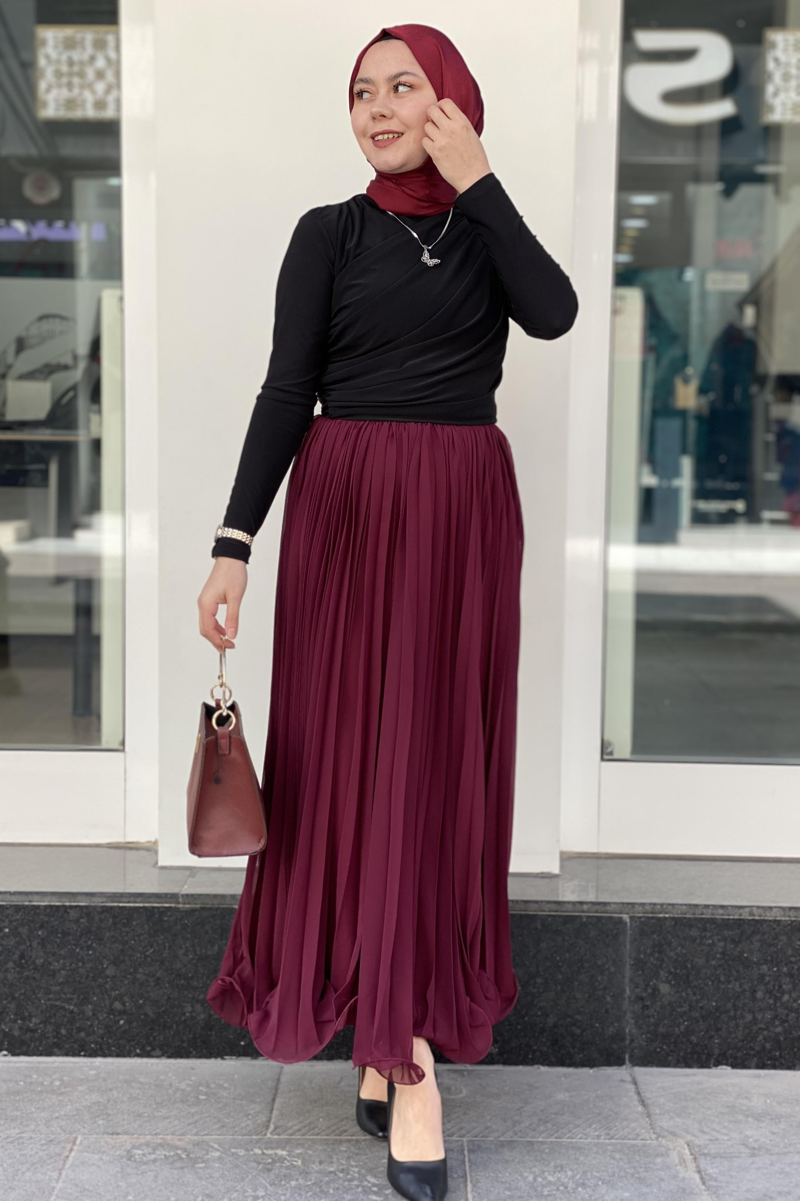 Tesettür 0055 Piliseli Şifon Etek