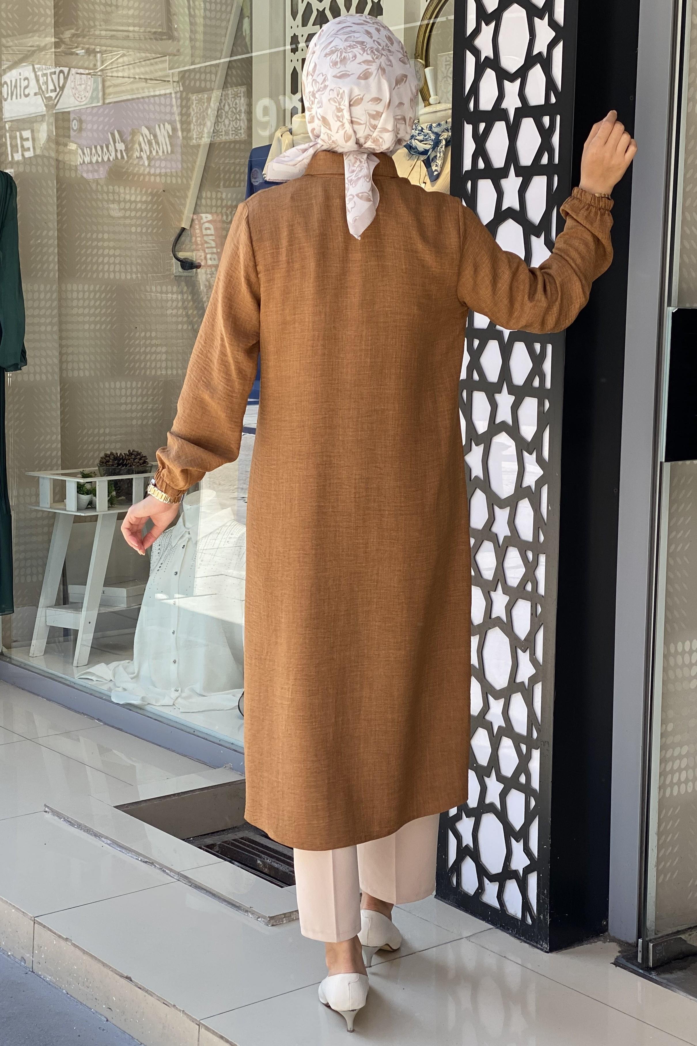 Tesettür 1362 Boydan Düğmeli Giyçık Tunik